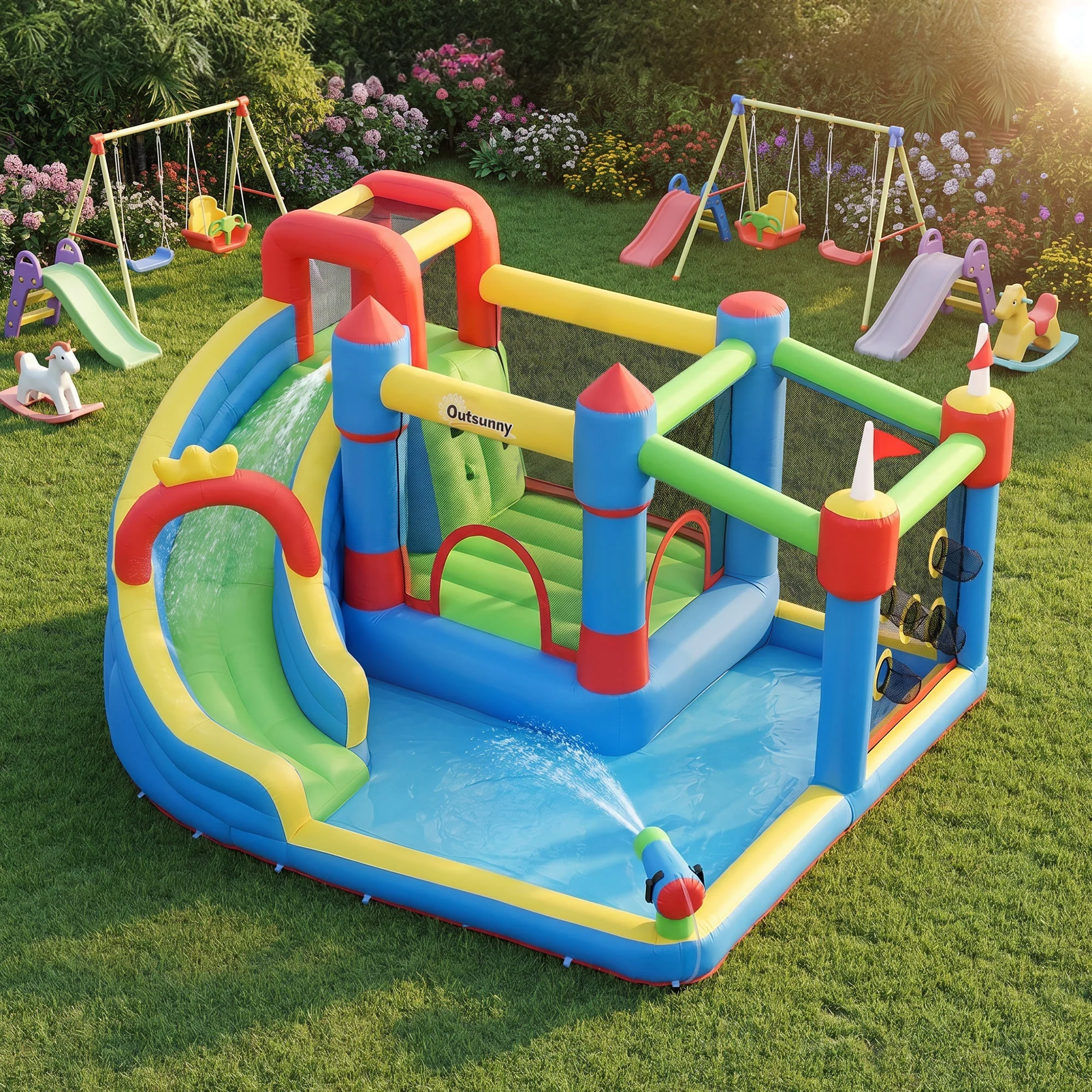 Outsunny Castillo Hinchable Para Niños Con Piscina 390x300x197 Cm Multicolor - Image 2