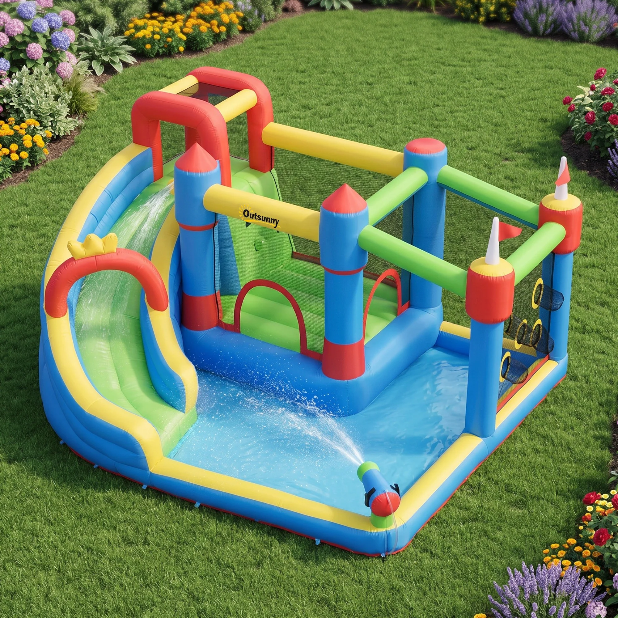 Outsunny Castillo Hinchable Para Niños Con Piscina 390x300x197 Cm Multicolor - Image 4