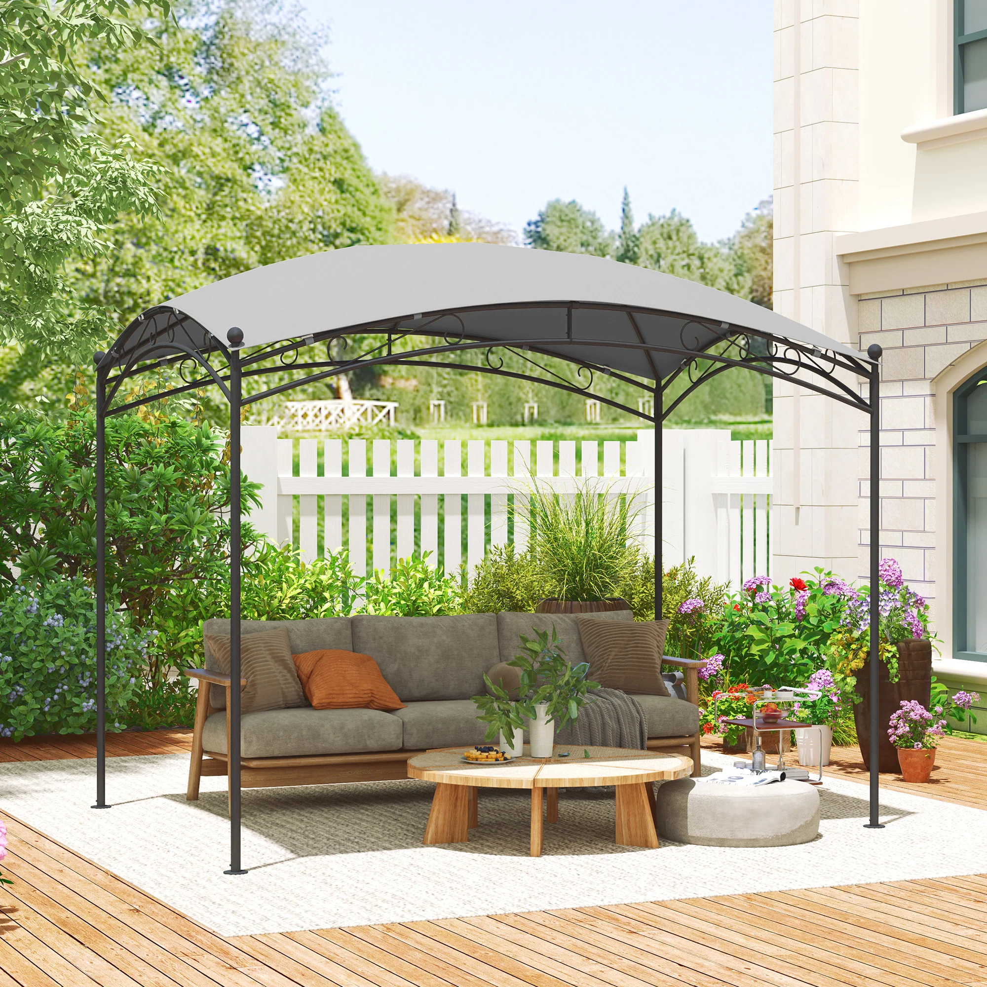 Outsunny Cenador Para Jardín 3x2 M Con Cúpula Elegante Impermeable Gris - Image 2