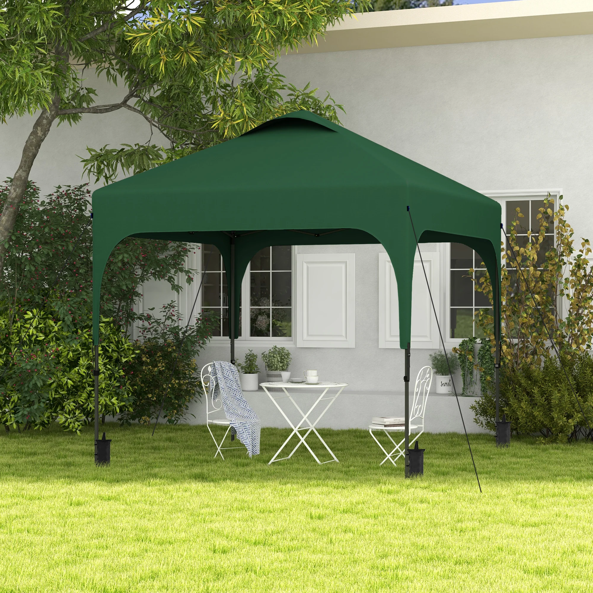 Outsunny Cenador Plegable Jardín 2,5x2,5x2,68 M Uv 50+ Altura Ajustable Verde - Image 2