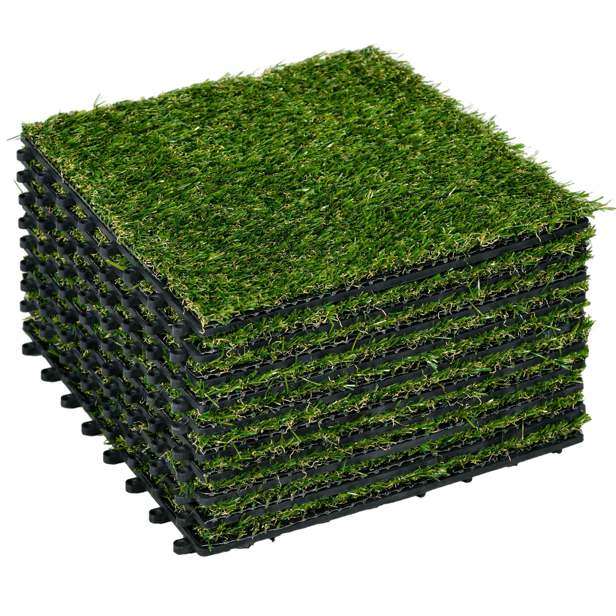 Outsunny Césped Artificial De 10 Piezas 30x30 Cm Altura De Hierba 20 Mm Verde