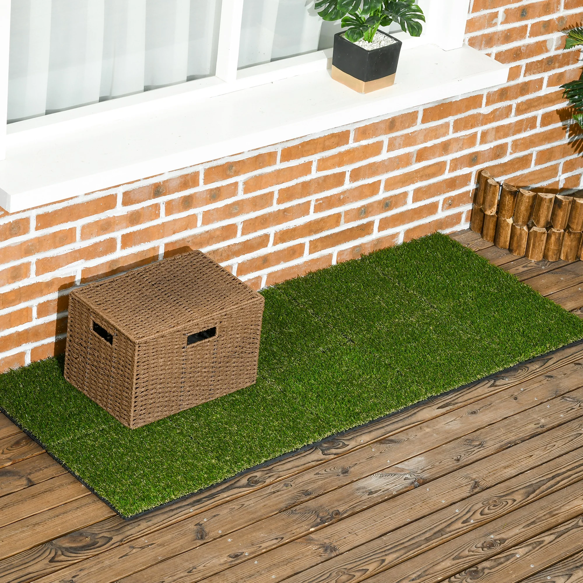 Outsunny Césped Artificial De 10 Piezas 30x30 Cm Altura De Hierba 20 Mm Verde - Image 5