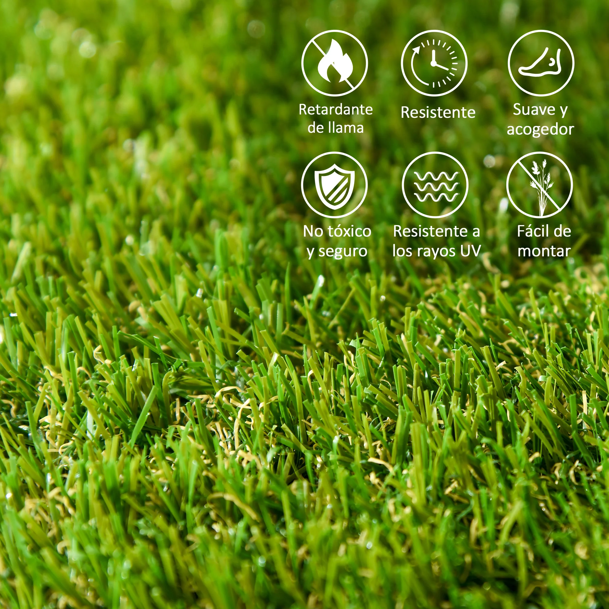 Outsunny Césped Artificial De 10 Piezas 30x30 Cm Altura De Hierba 20 Mm Verde - Image 6