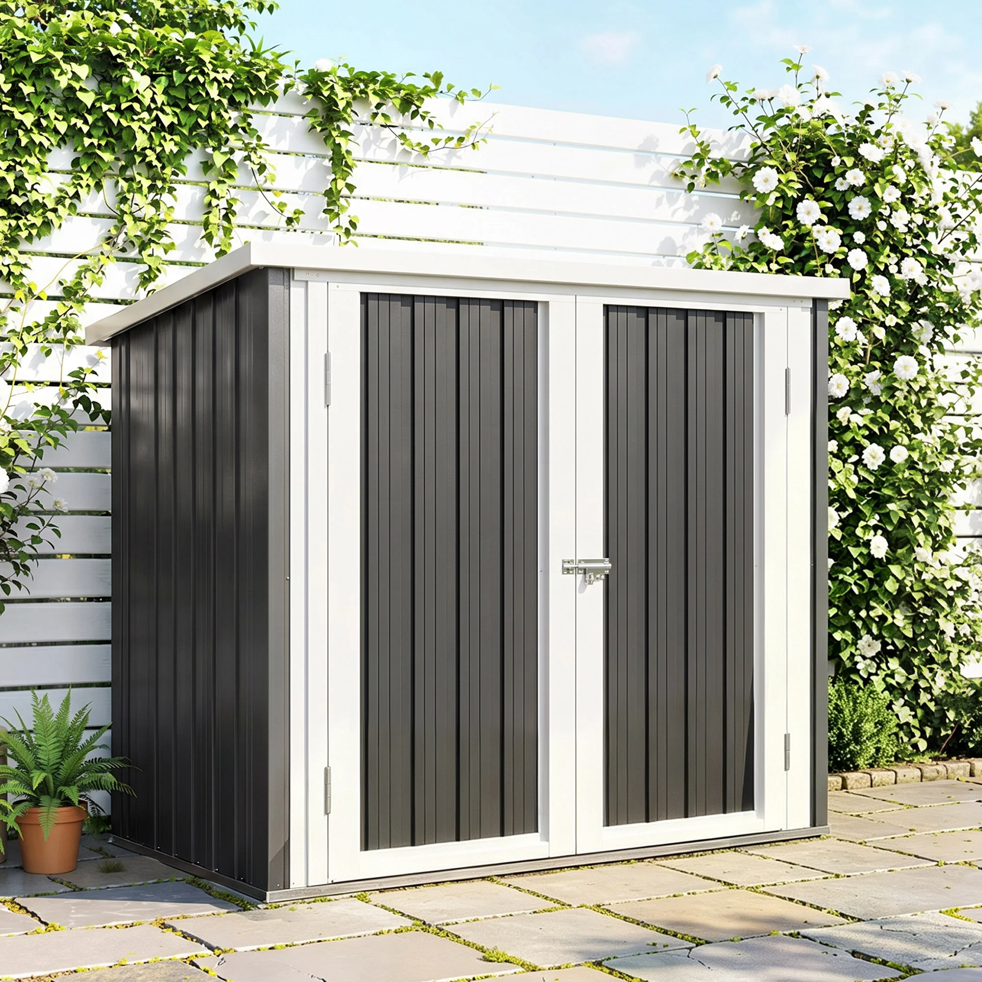 Outsunny Cobertizo De Jardín 1,26 M² 147x86x134 Cm 2 Puertas Y Cerradura Negro - Image 2