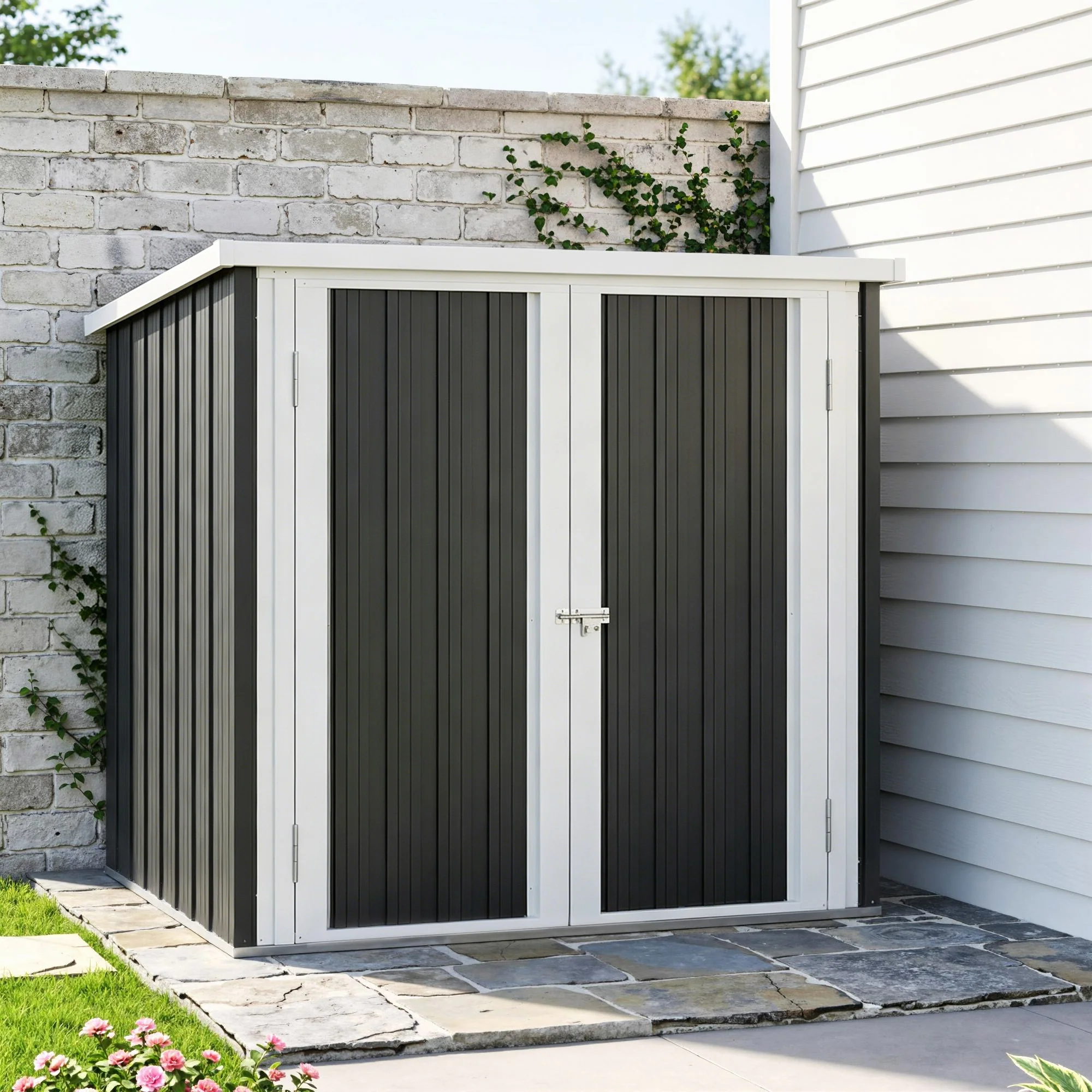 Outsunny Cobertizo De Jardín 1,26 M² 147x86x134 Cm 2 Puertas Y Cerradura Negro - Image 5