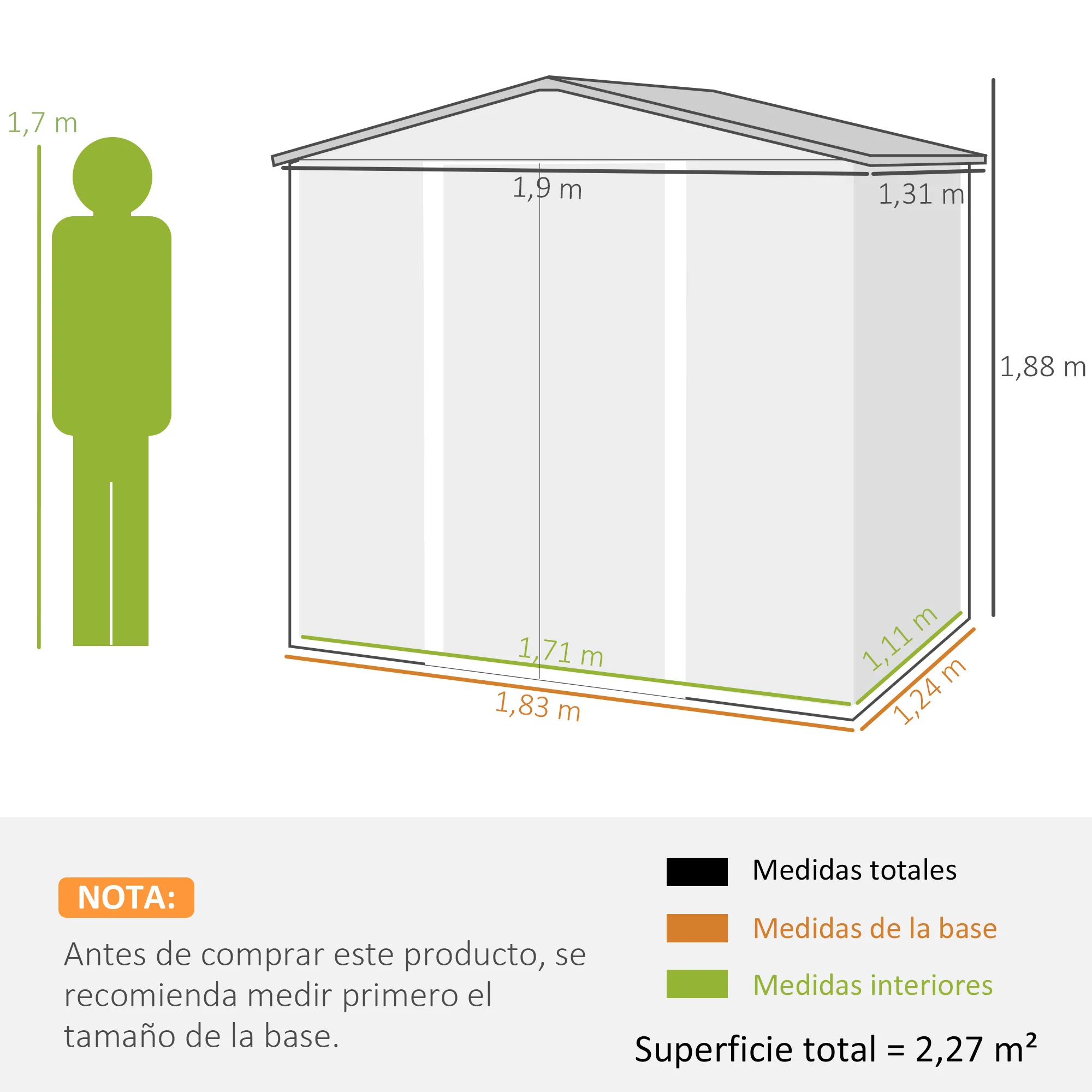 Outsunny Cobertizo De Jardín 190x131x188 Cm Con 2 Ventilaciones Y Puerta Roble - Image 3