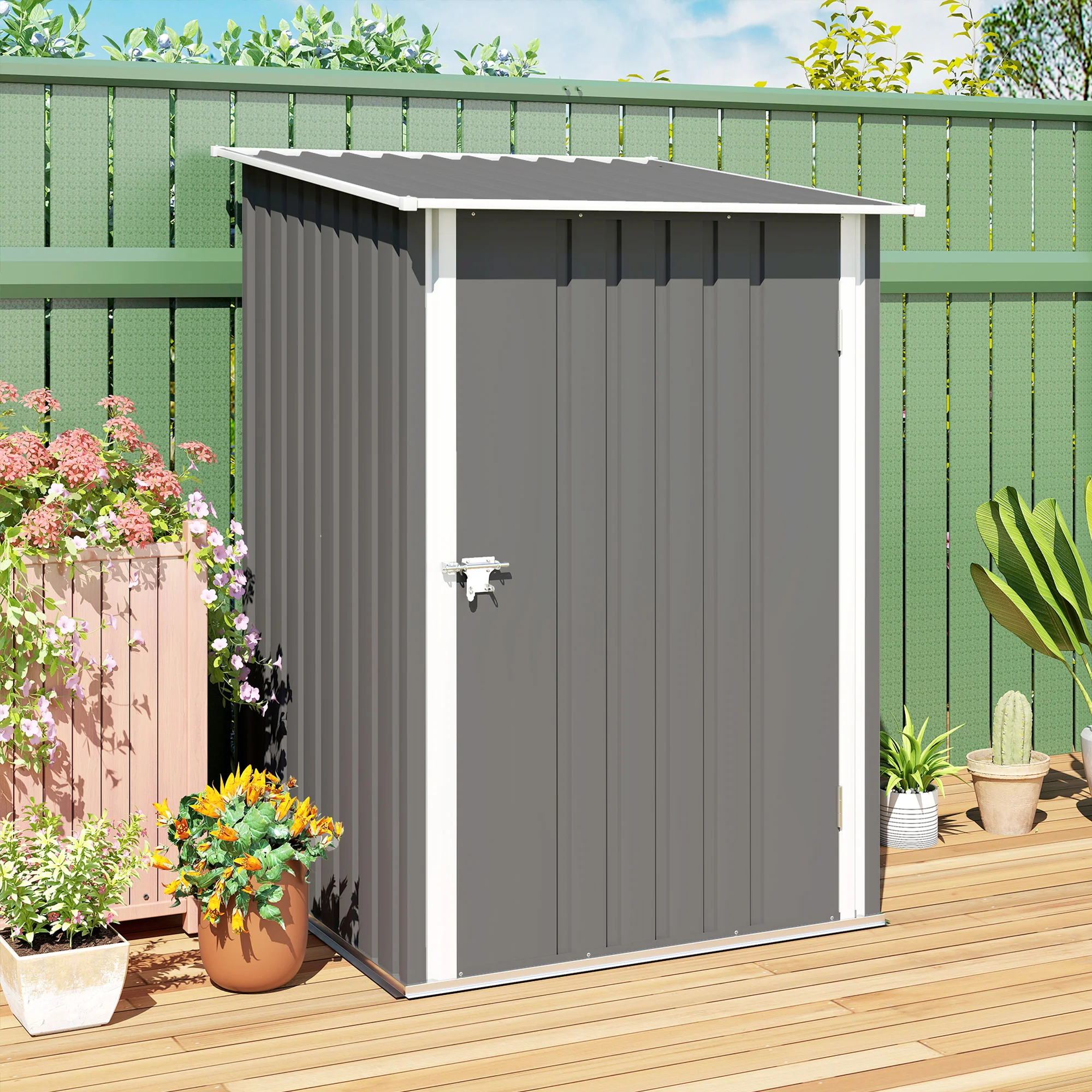 Outsunny Cobertizo De Jardín De Exterior 0,92 M² 100x103x160 Cm Gris - Image 5