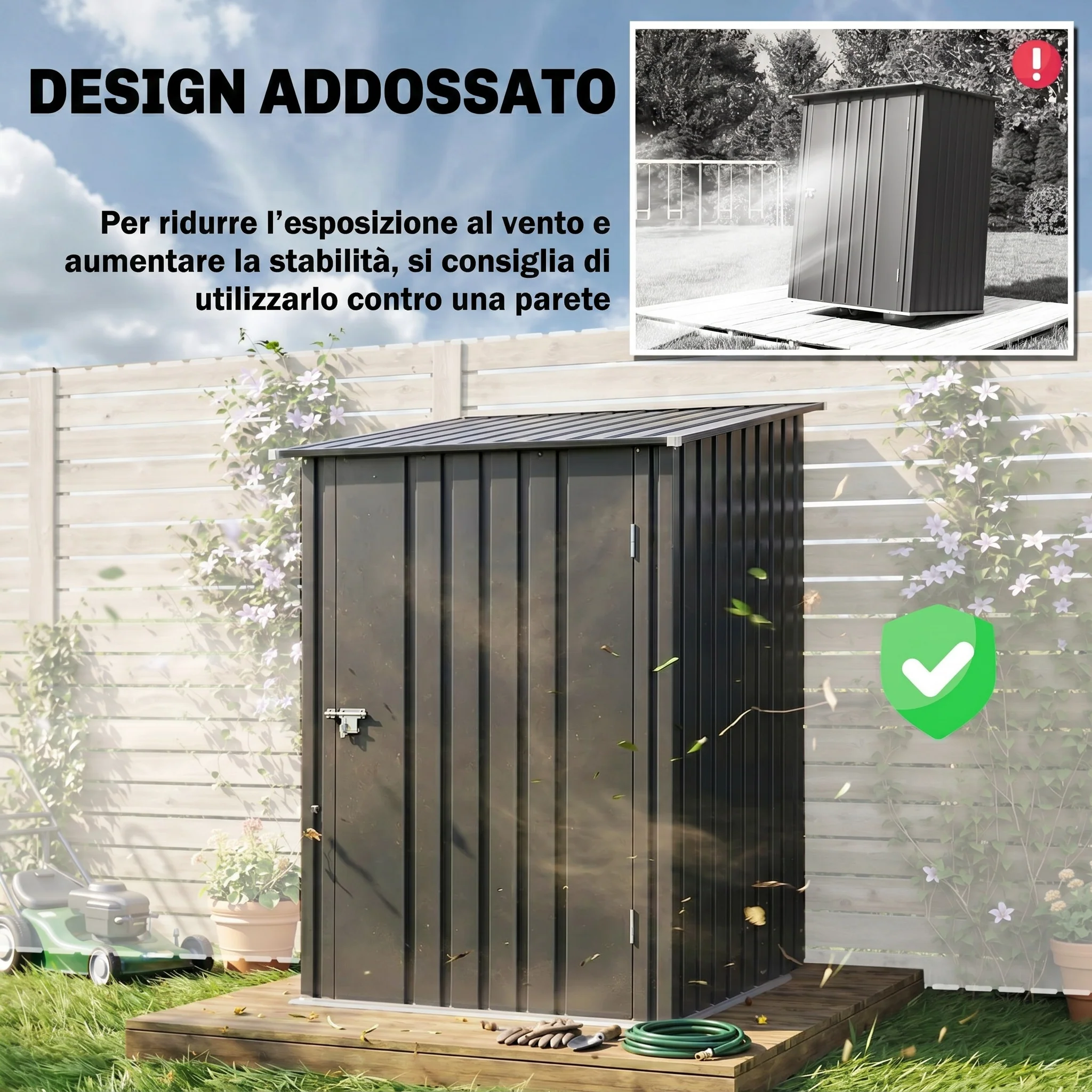 Outsunny Cobertizo De Jardín De Exterior 0,92 M² 100x103x160 Cm Gris Oscuro - Image 6