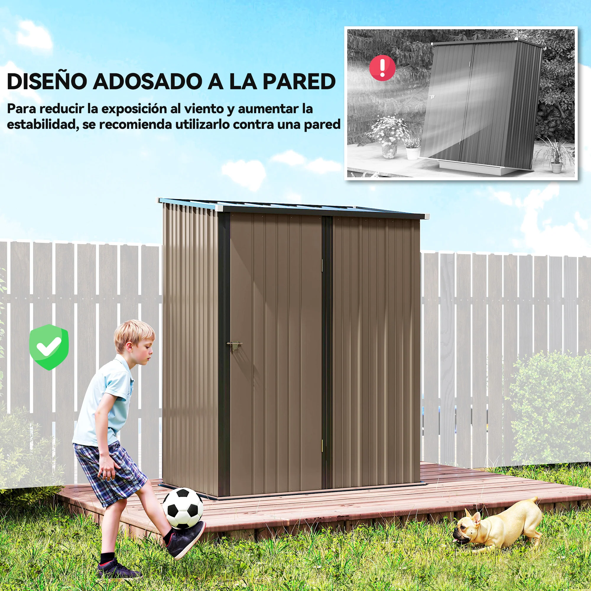 Outsunny Cobertizo De Jardín De Exterior 1,34 M² 161,5x94,5x196 Cm Marrón - Image 6