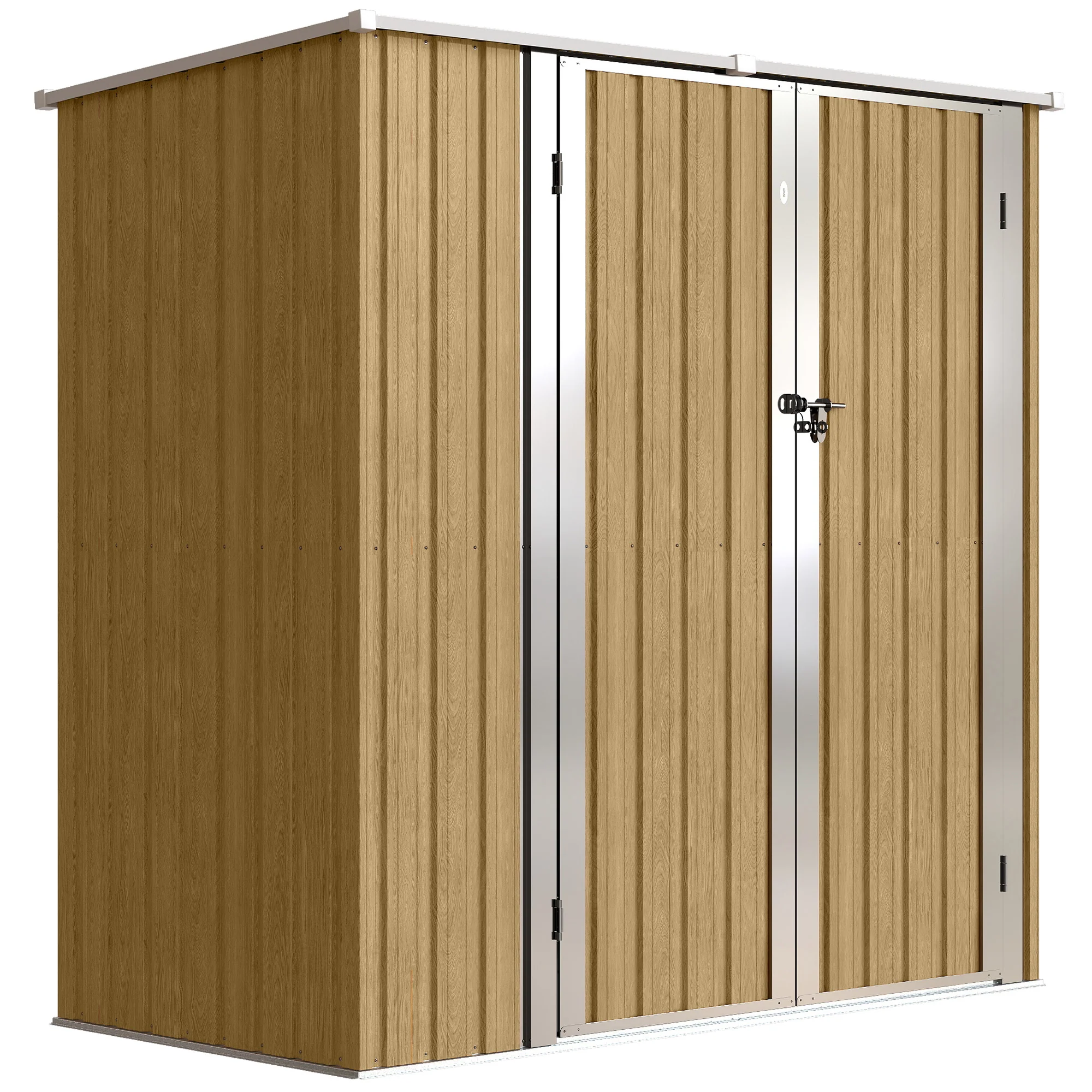 Outsunny Cobertizo De Jardín Exterior 163x89x163 Cm Puertas Con Pestillo Marrón