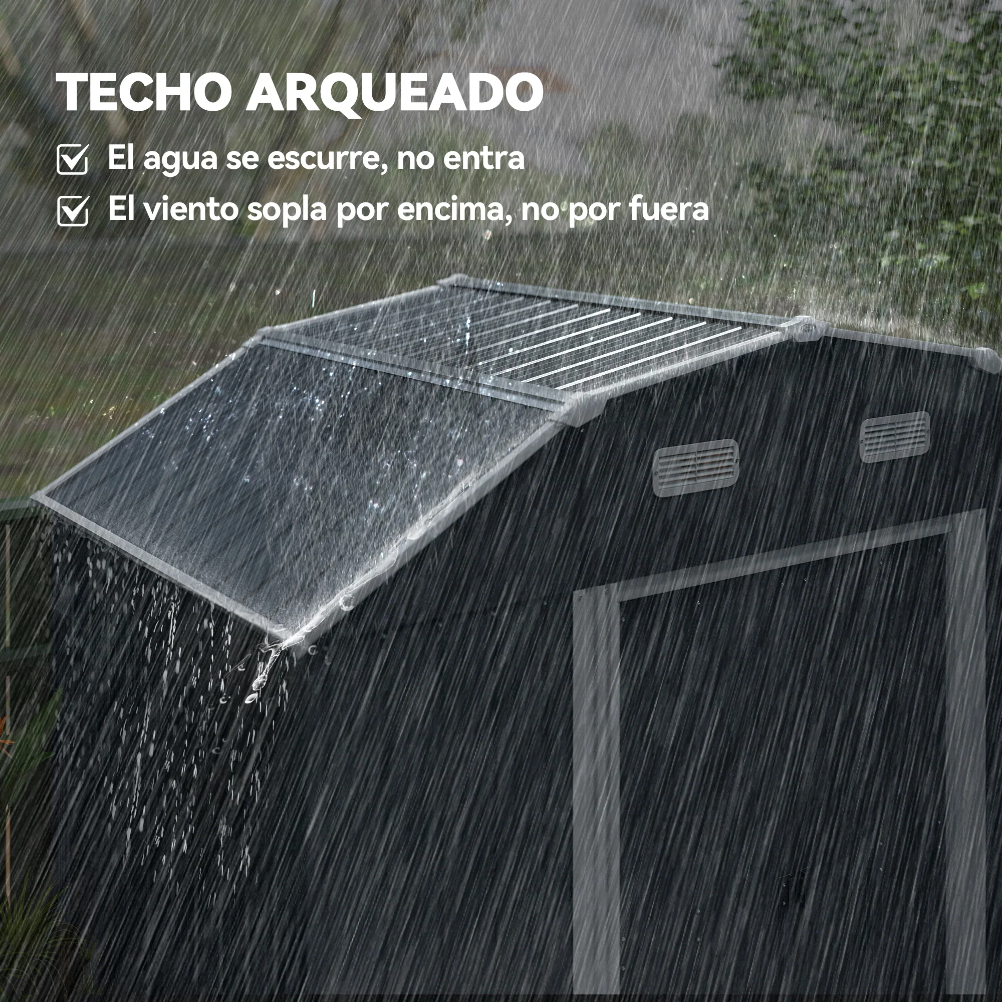 Outsunny Cobertizo De Jardín Exterior 2,7 M² 238x132x198,5 Cm Con Base Gris - Image 6