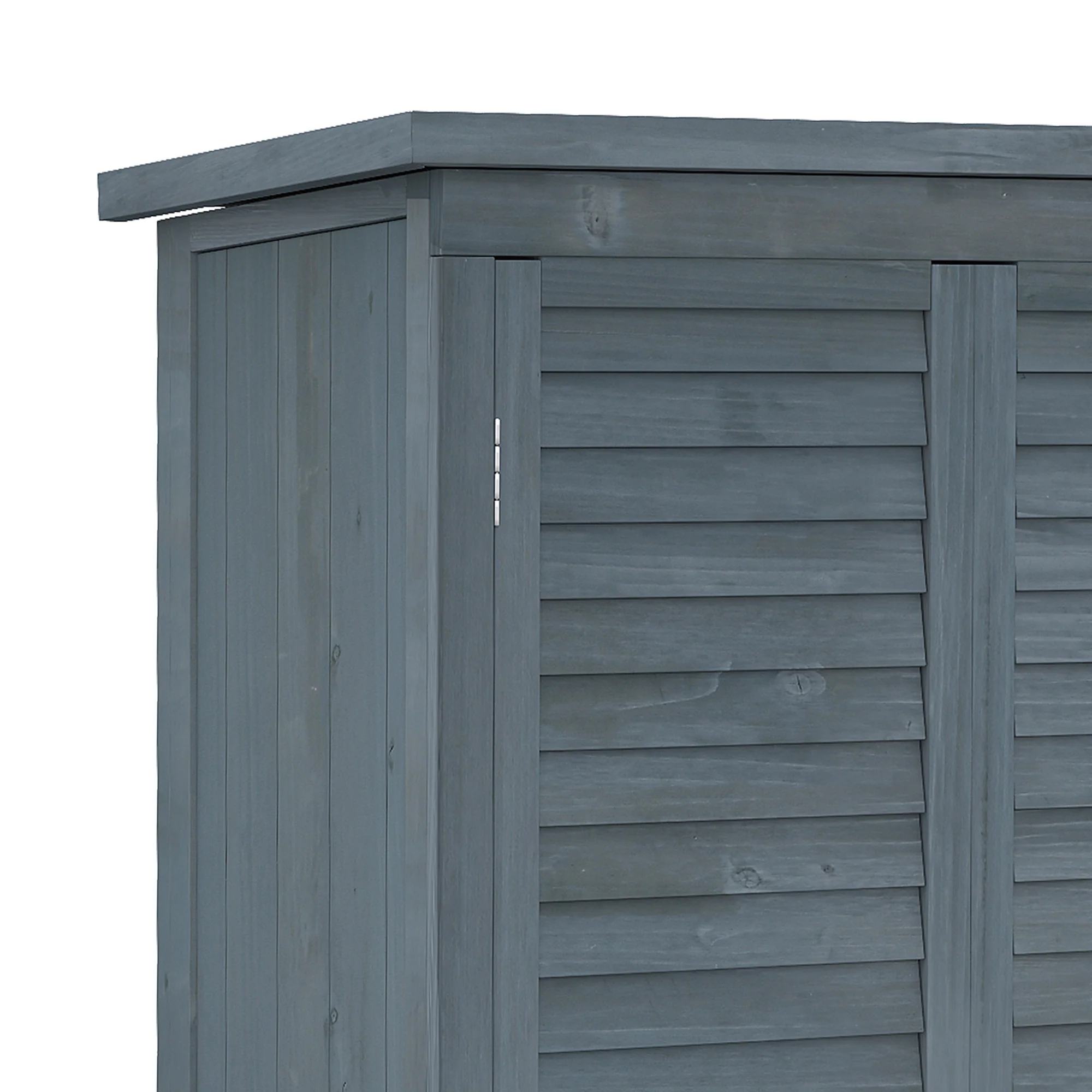 Outsunny Cobertizo De Madera 0,31 M² Con 2 Puertas Y 2 Estantes Gris - Image 5