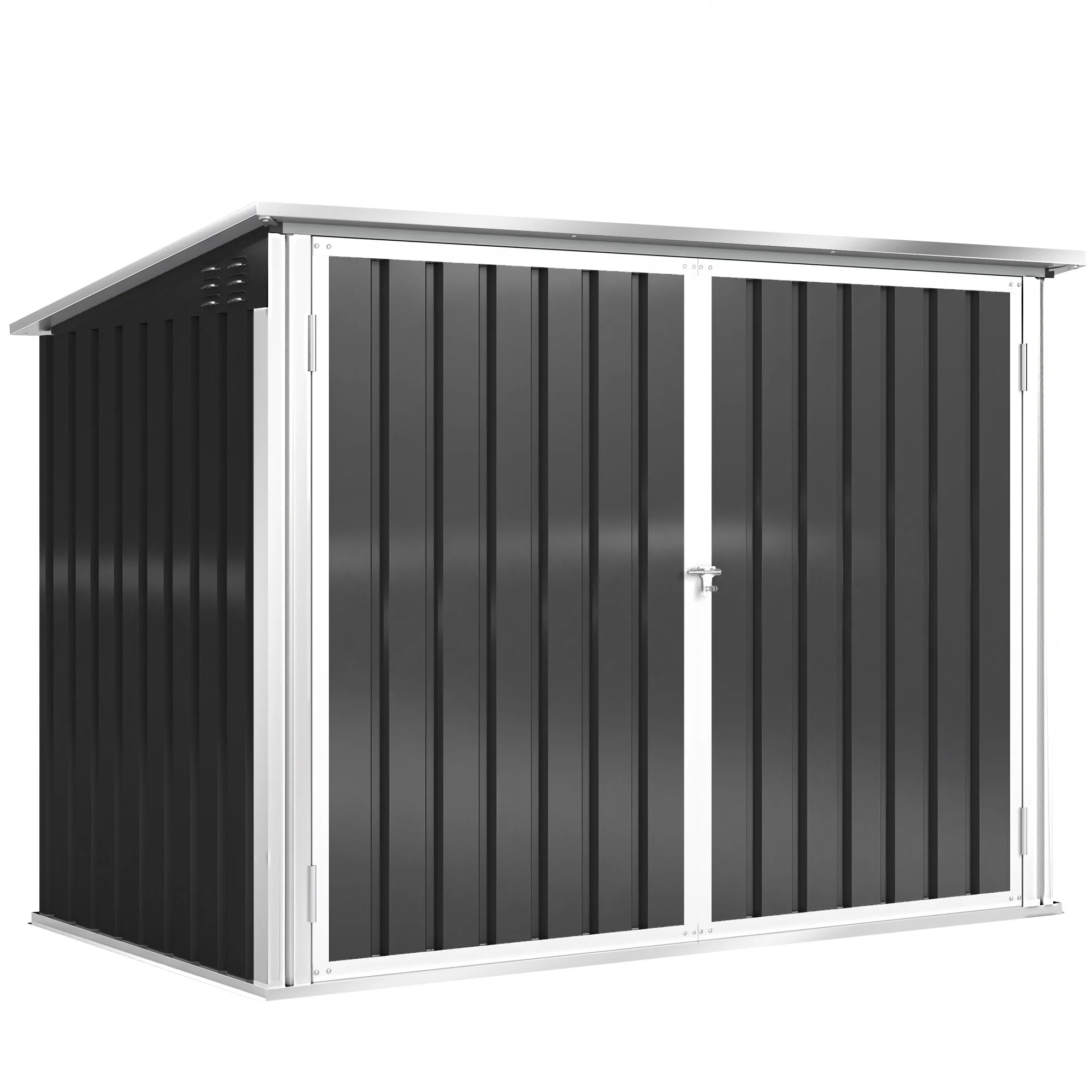 Outsunny Cobertizo Para Contenedor De Basura Doble Gris Oscuro
