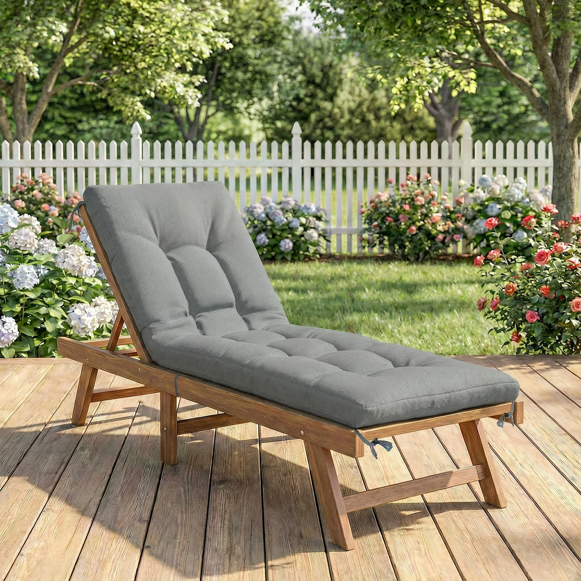 Outsunny Cojín Para Banco Y Tumbona Protección Uv50+ 198x65x13 Cm Gris Claro - Image 4