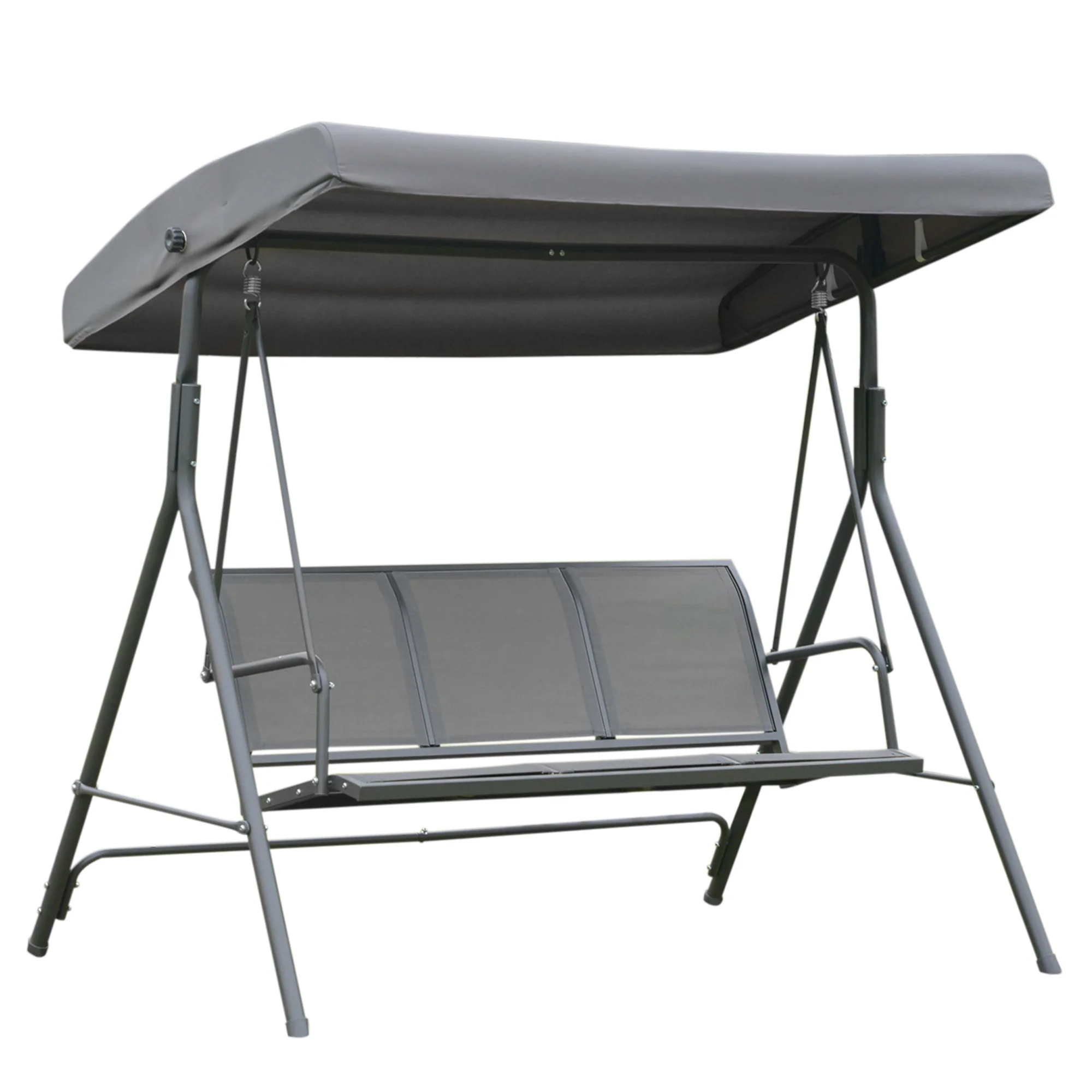 Outsunny Columpio Balancín De Jardín De 3 Plazas Con Techo Ajustable 175x118x159 Cm Gris