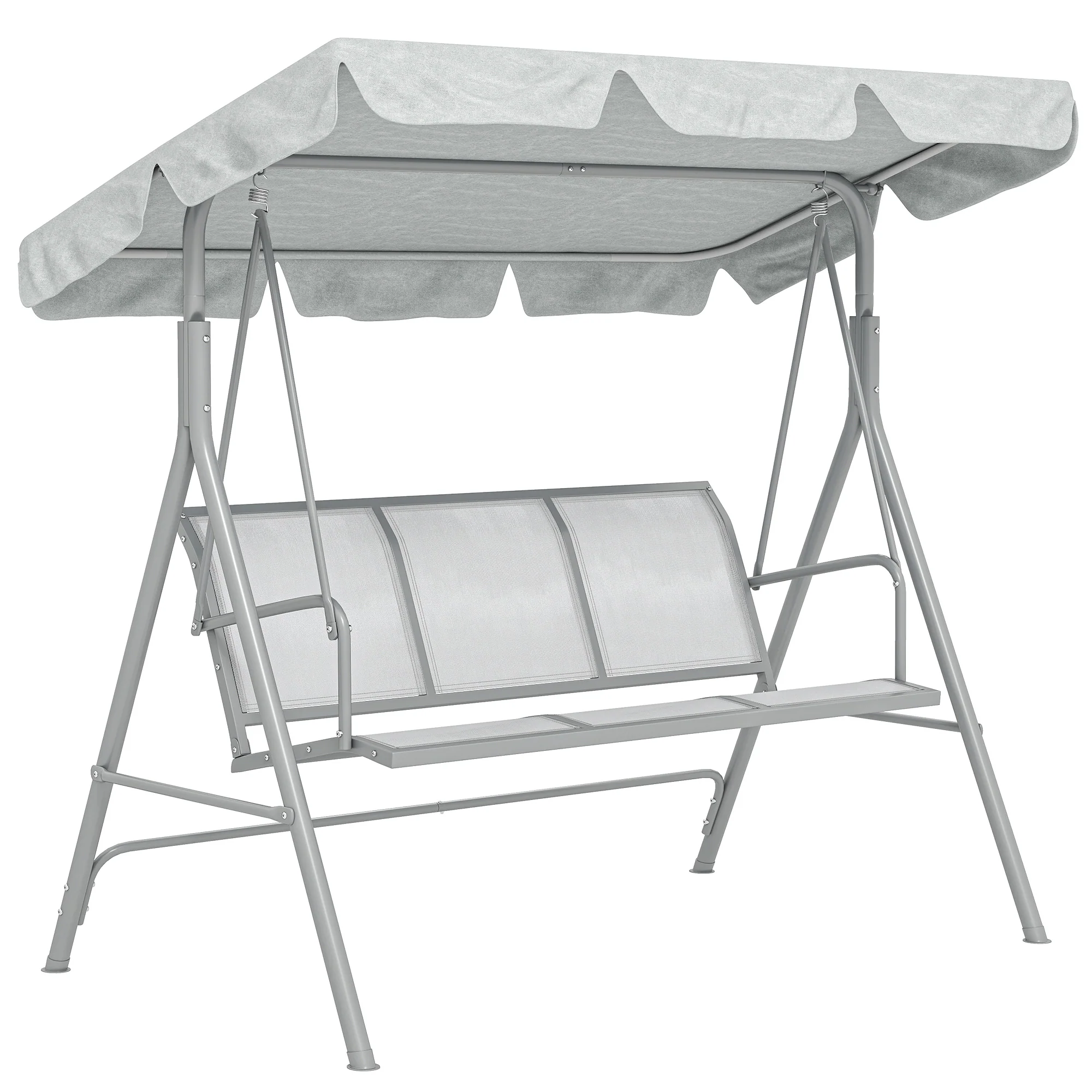 Outsunny Columpio Balancín Jardín De 3 Plazas Con Toldo Ajustable Terraza Gris