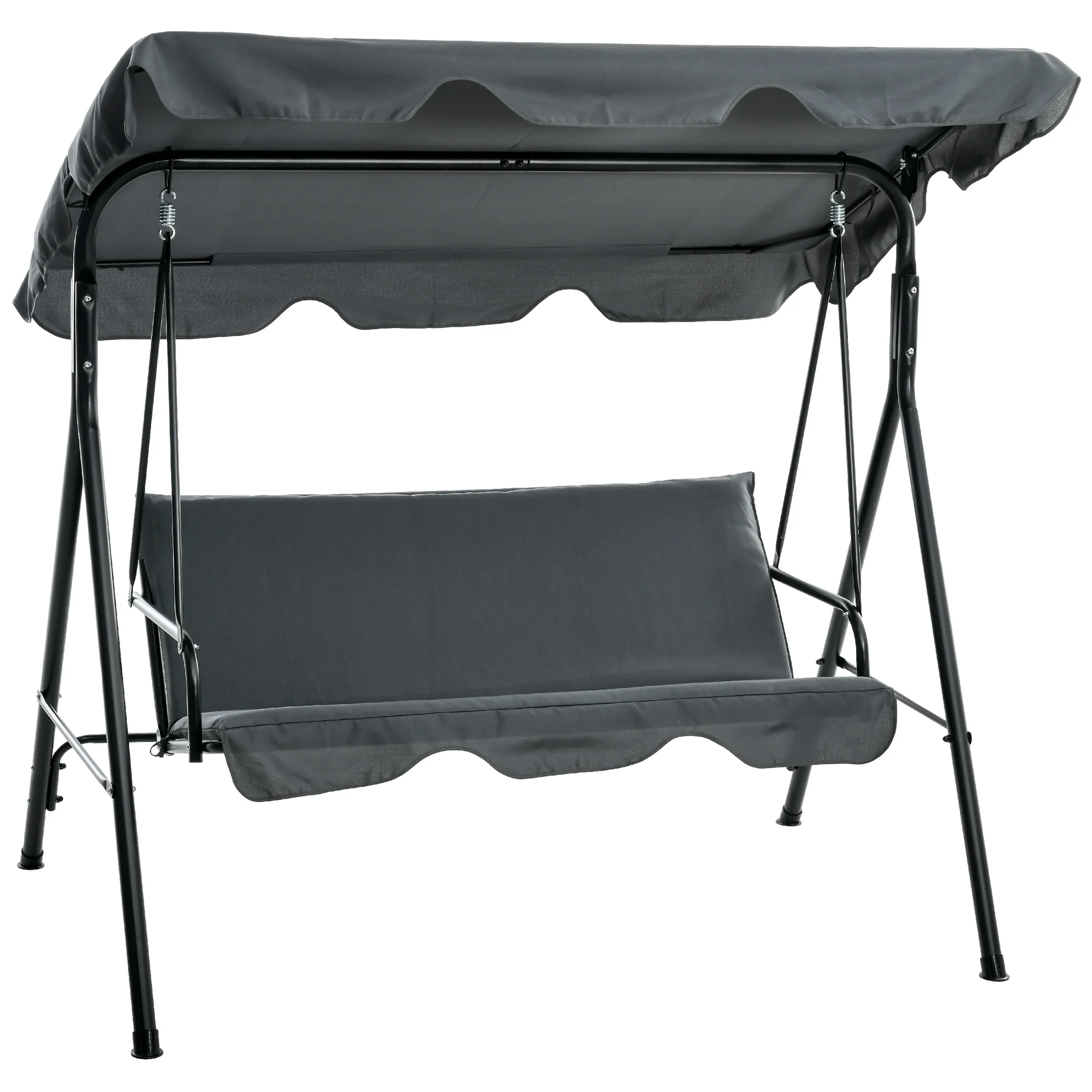 Outsunny Columpio De Jardín De 3 Plazas Con Techo Ajustable 172x110x153cm Gris
