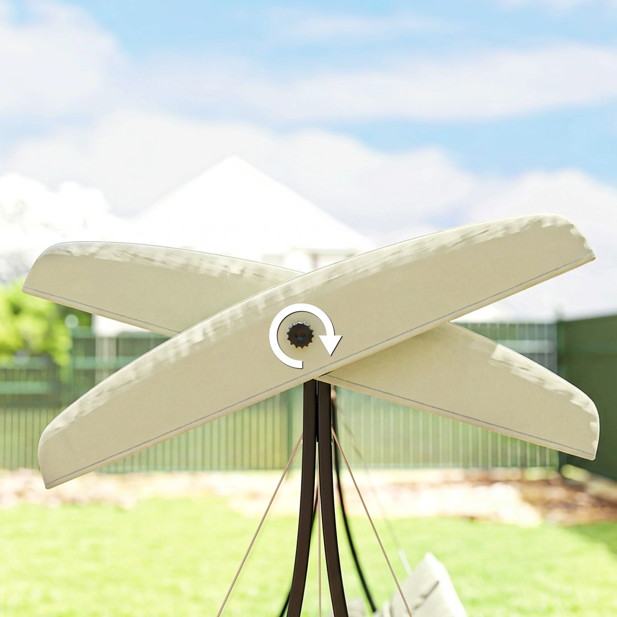 Outsunny Columpio De Jardín De 3 Plazas Con Techo Ajustable 202x115x168 Cm Beige - Image 5