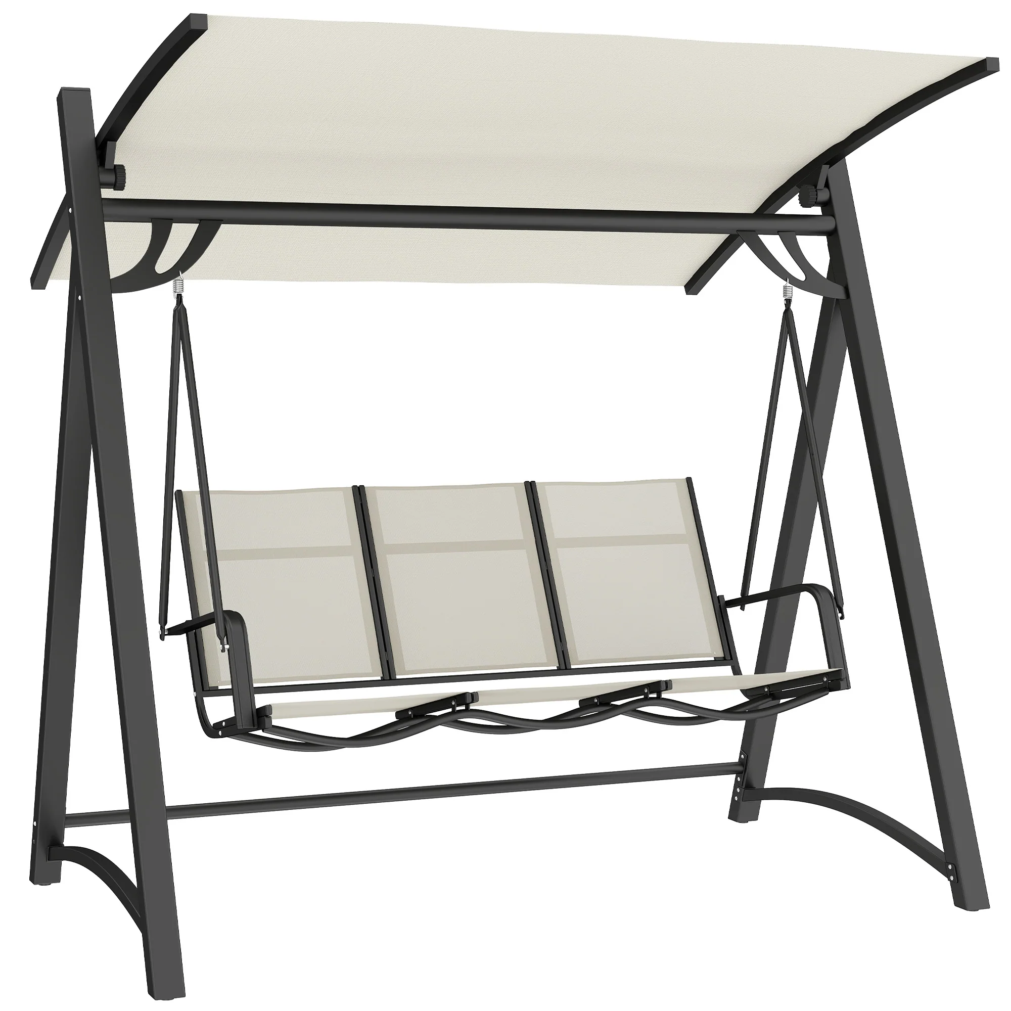 Outsunny Columpio De Jardín De 3 Plazas Con Techo Ajustable Asiento Transpirable