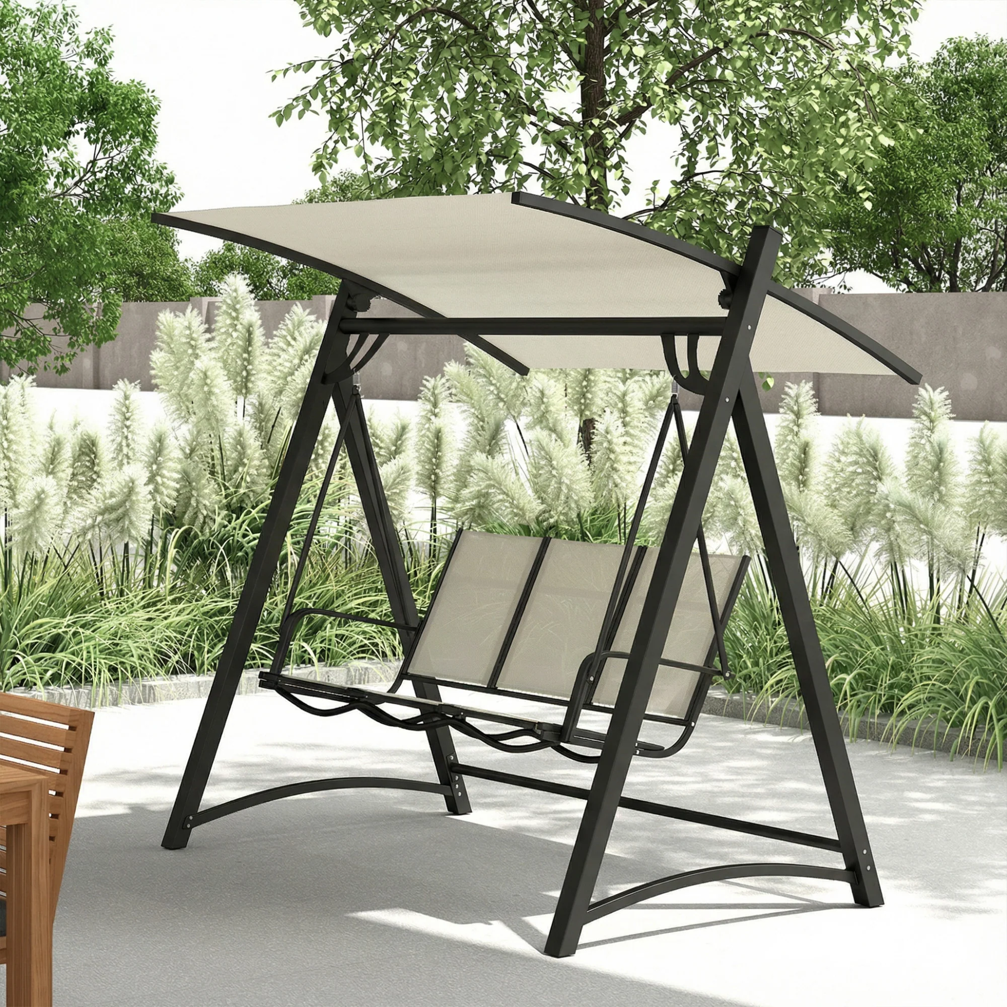 Outsunny Columpio De Jardín De 3 Plazas Con Techo Ajustable Asiento Transpirable - Image 2