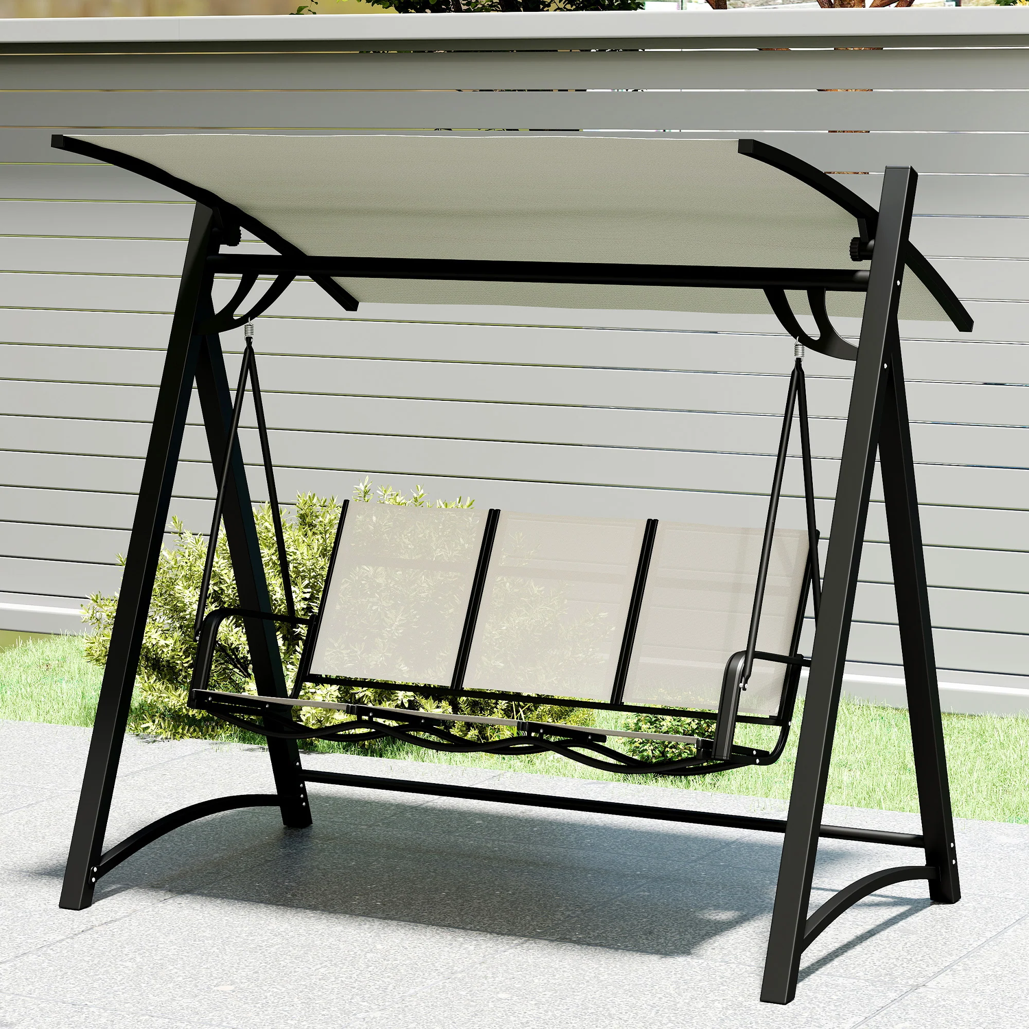 Outsunny Columpio De Jardín De 3 Plazas Con Techo Ajustable Asiento Transpirable - Image 5
