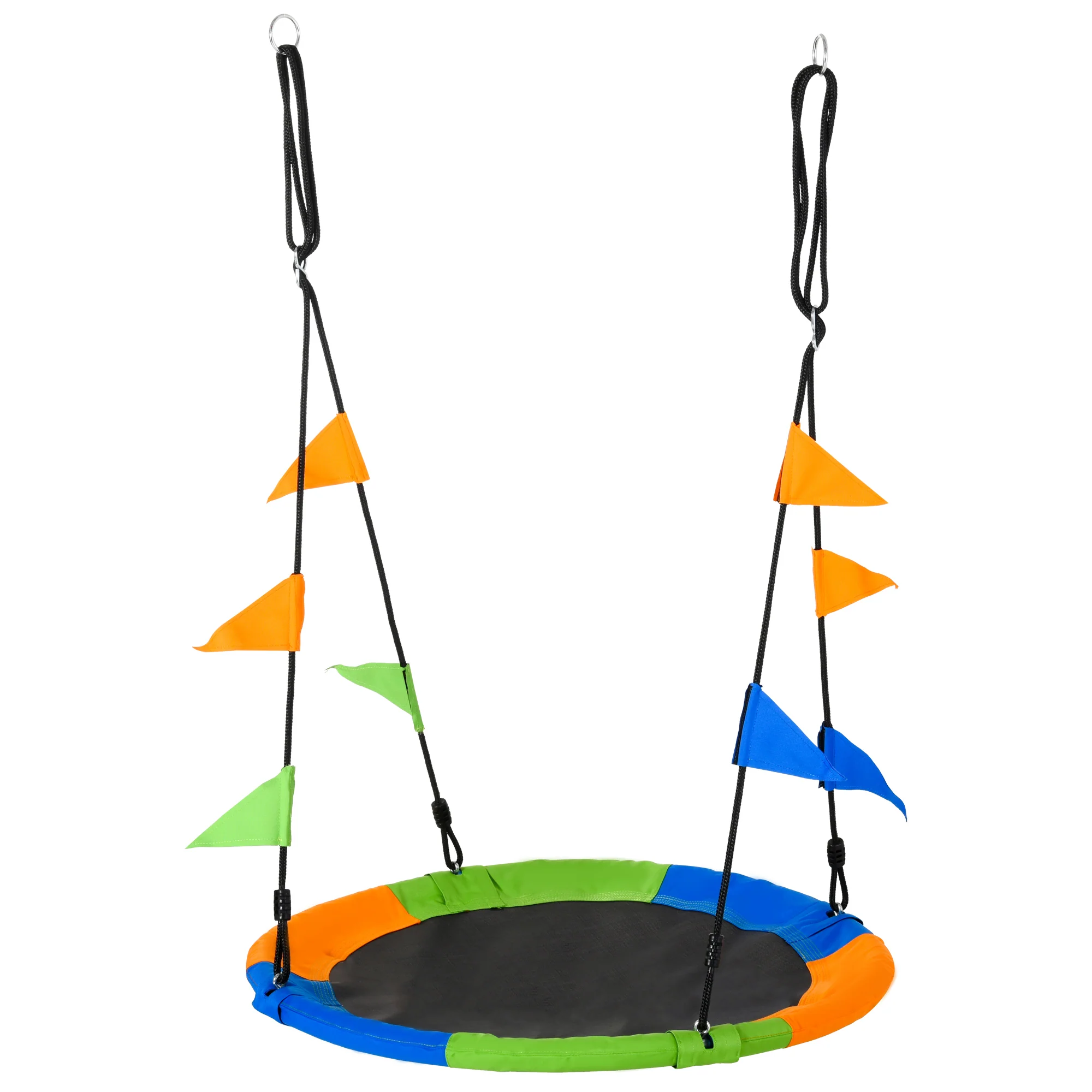 Outsunny Columpio De Jardín Nido Ajustable Con Cuerdas Y Banderas Para Niños