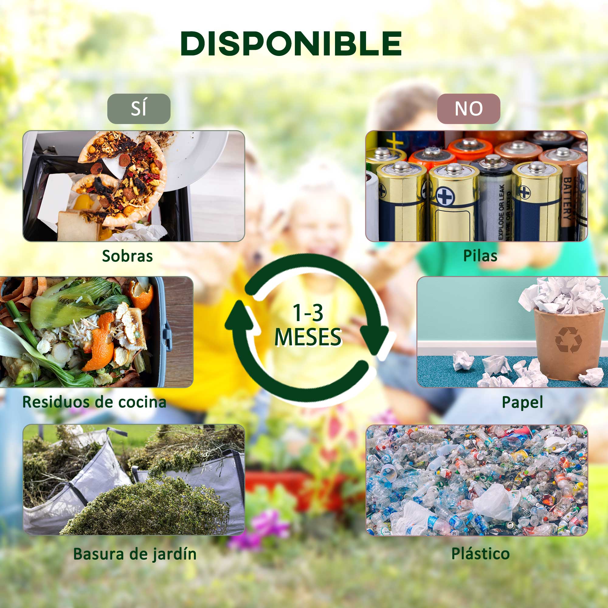 Outsunny Compostador Giratorio 130l De Doble Cámara 67x60x77 Cm Negro - Image 6