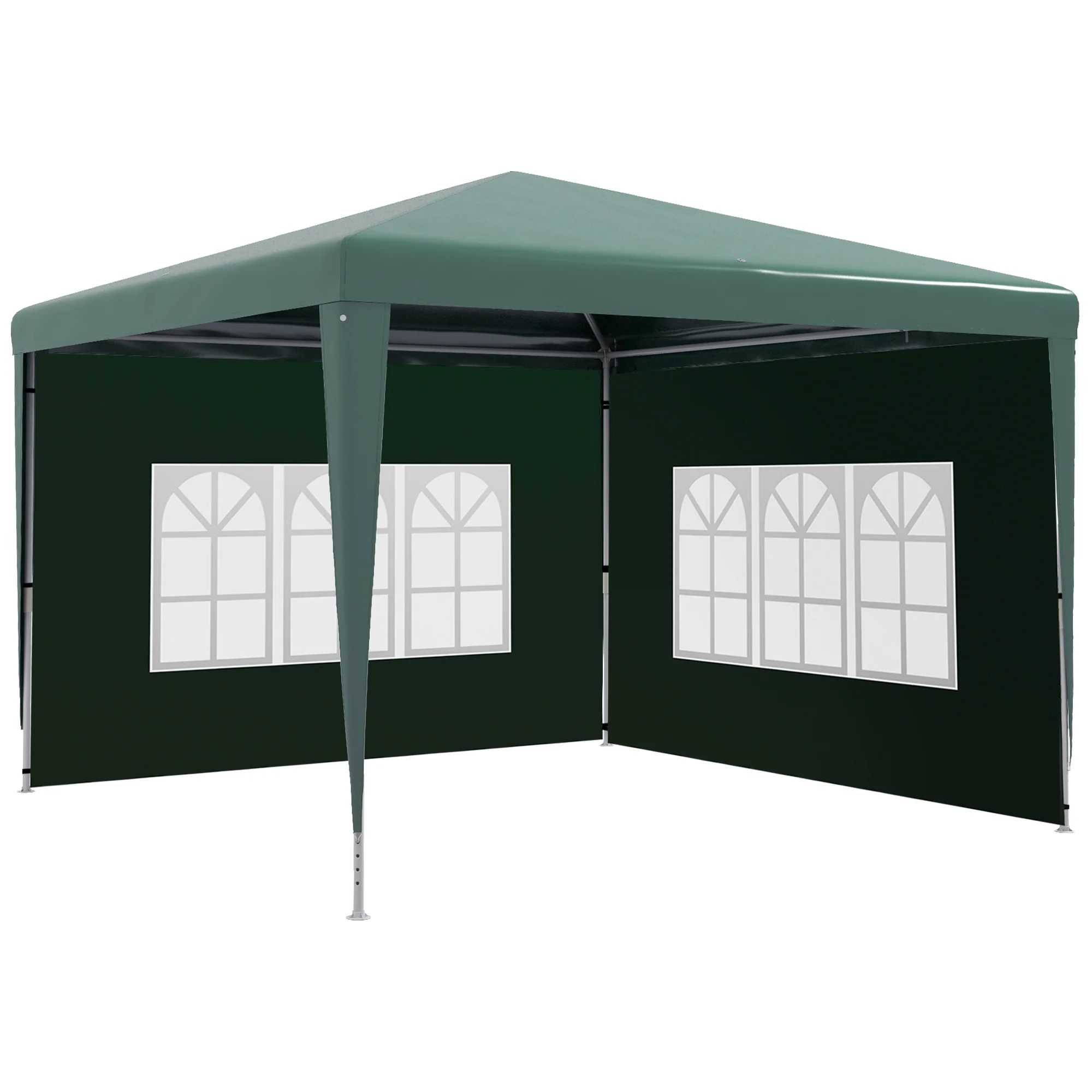 Outsunny Conjunto De 1 Carpa De Jardín 3x3 M Y 2 Paredes Laterales 3x2 M Verde