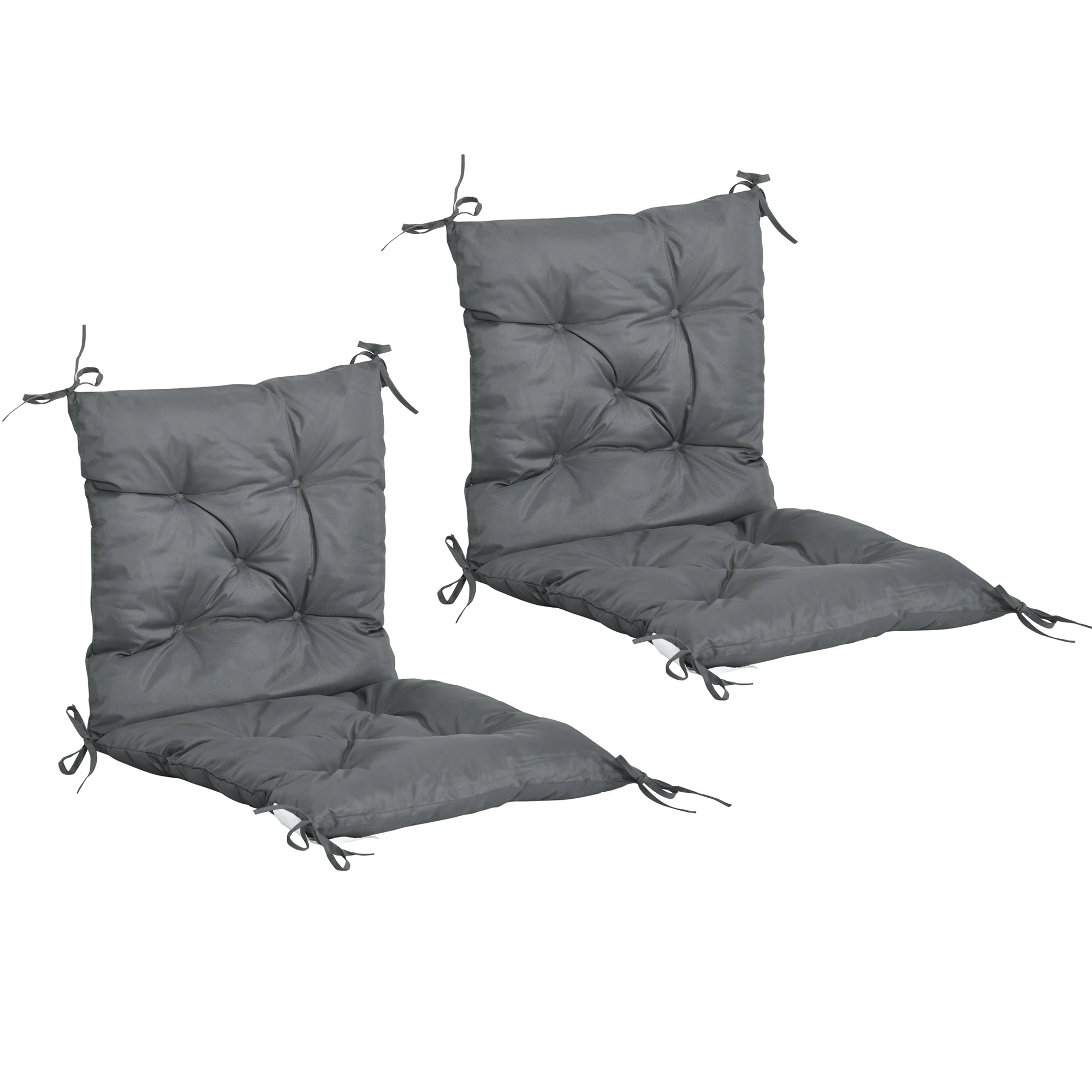 Outsunny Conjunto De 2 Cojines Para Silla Con Respaldo 50x98x8 Cm Gris Oscuro