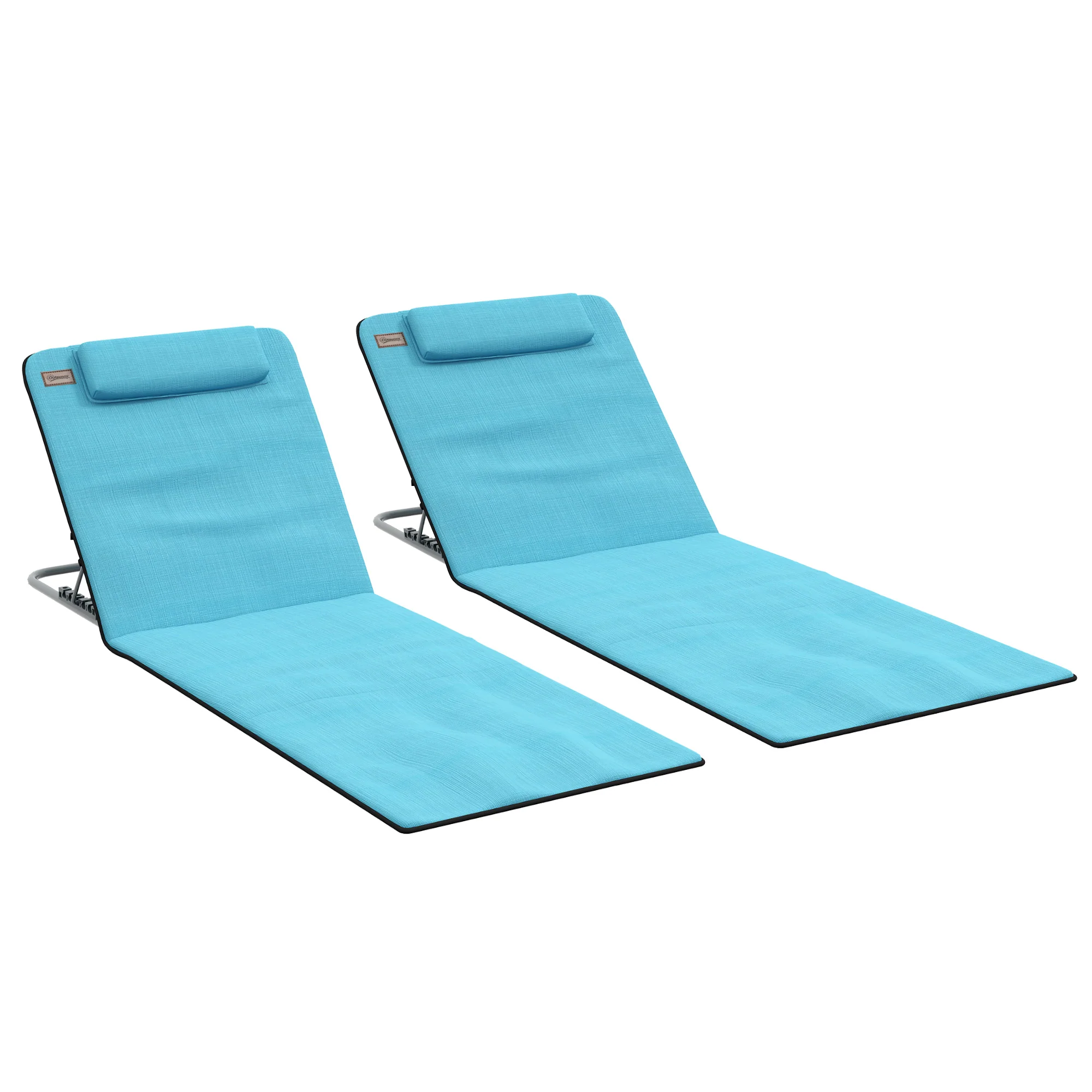Outsunny Conjunto De 2 Esterillas De Playa Plegable 134x48x33-43 Cm Azul