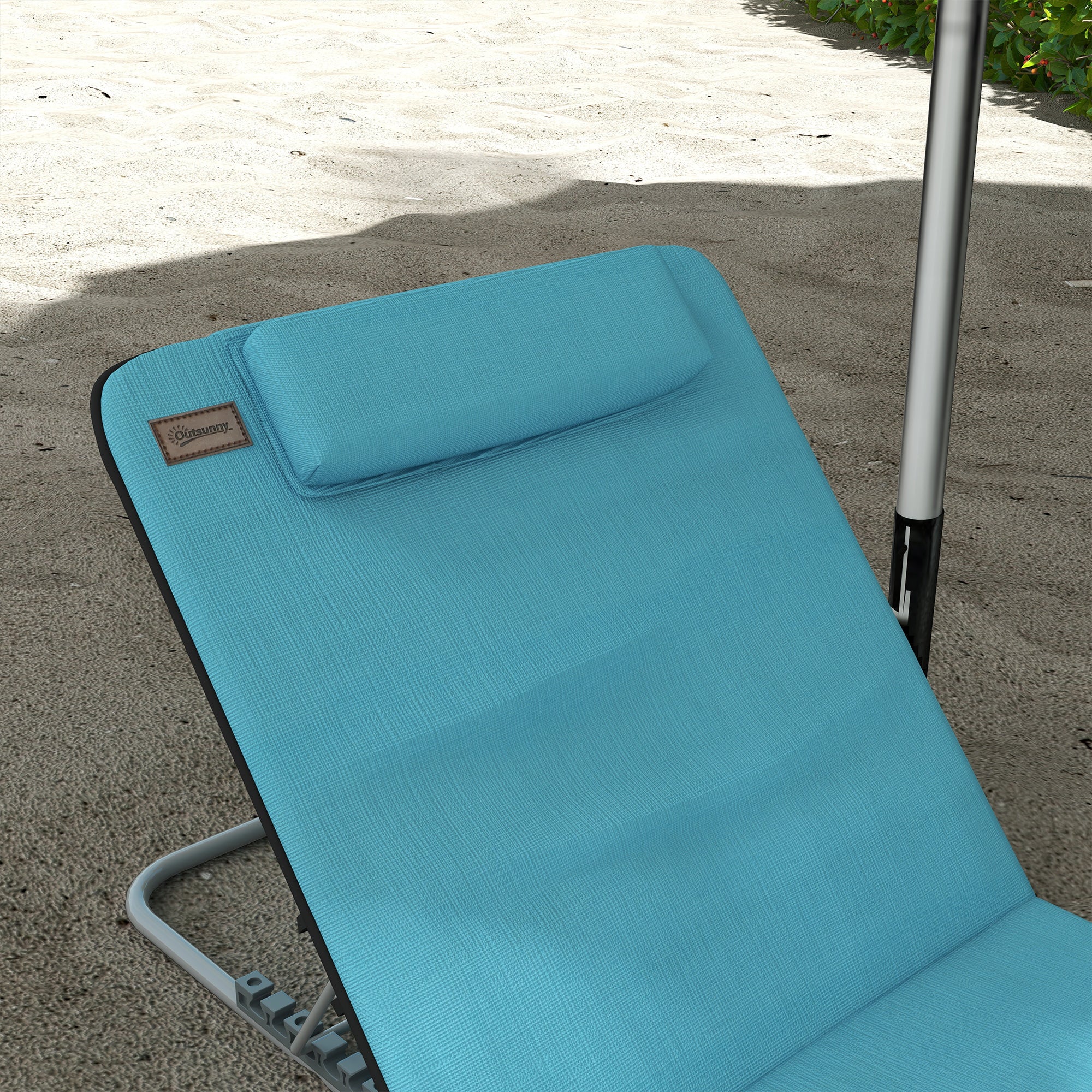 Outsunny Conjunto De 2 Esterillas De Playa Plegable 134x48x33-43 Cm Azul - Image 4