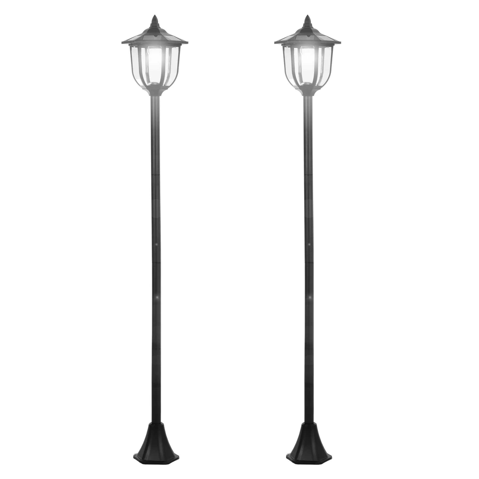 Outsunny Conjunto De 2 Farolas Solares Con Panel Solar Ø26,5x177 Cm Negro