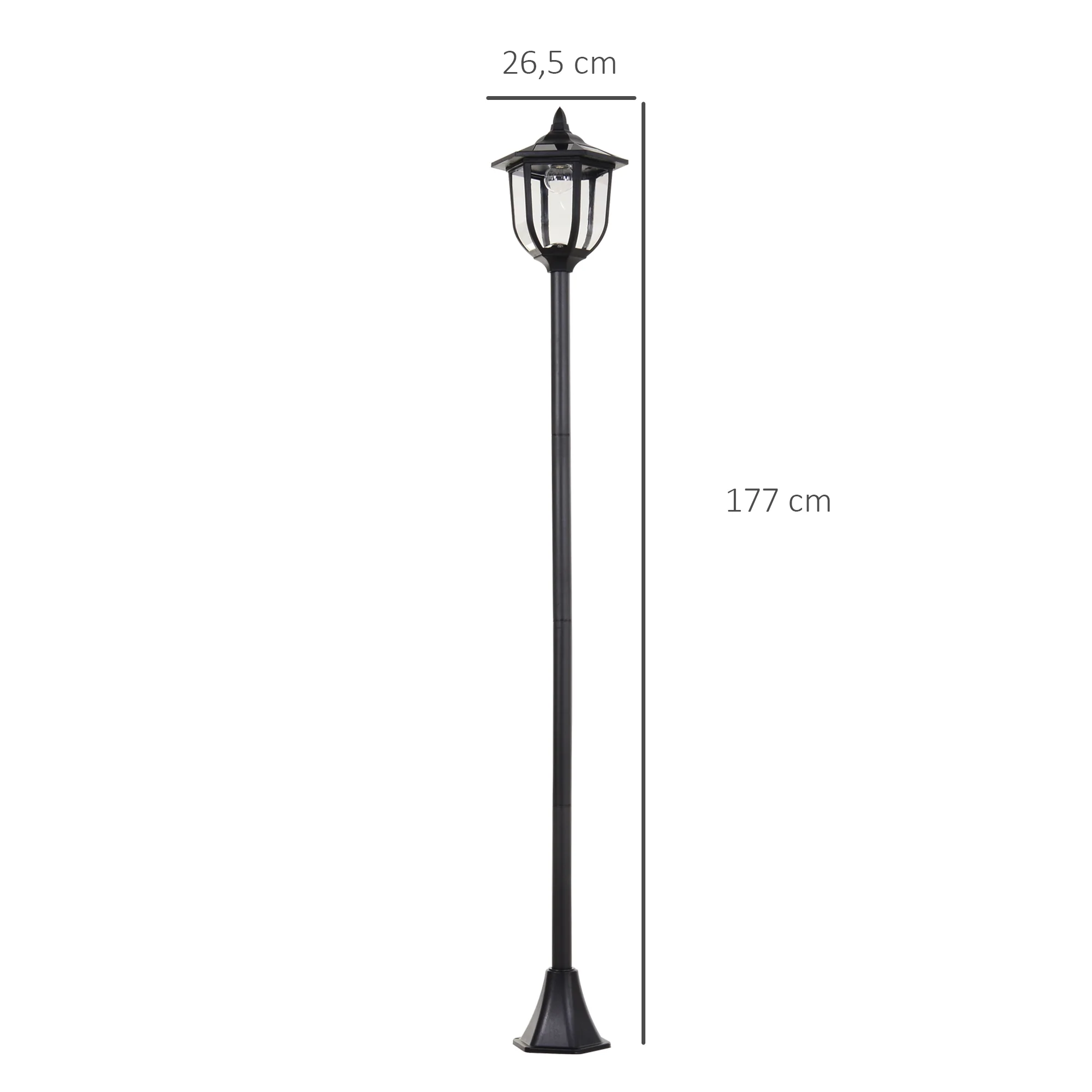 Outsunny Conjunto De 2 Farolas Solares Con Panel Solar Ø26,5x177 Cm Negro - Image 3
