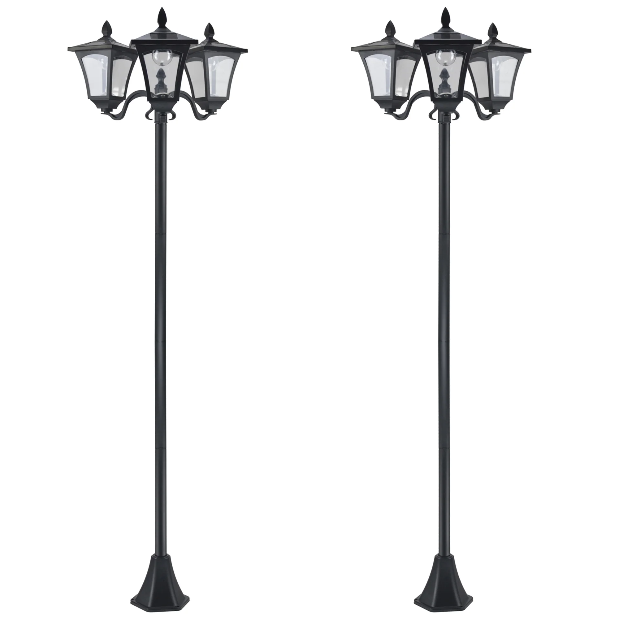 Outsunny Conjunto De 2 Farolas Solares De Exterior 51,5x47x182,5 Cm Negro