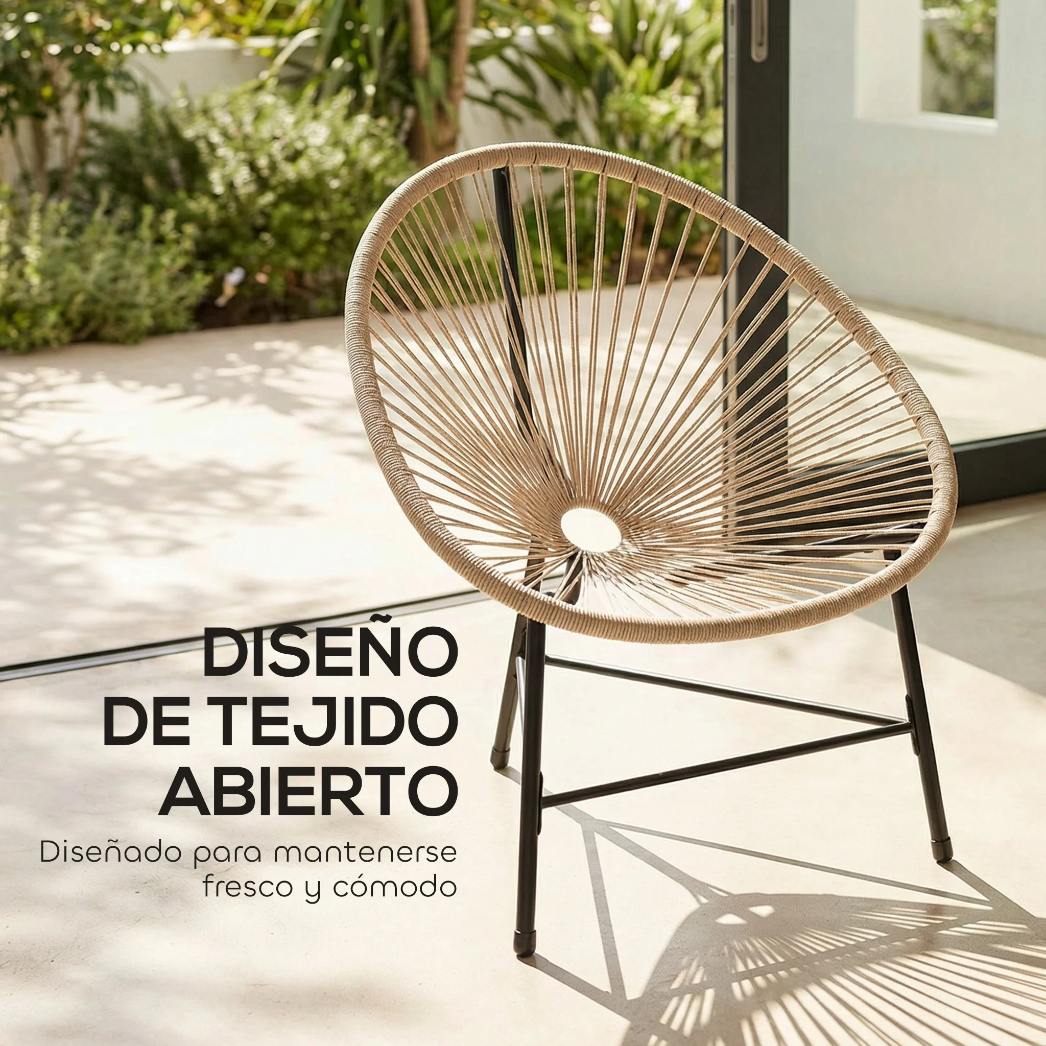 Outsunny Conjunto De 2 Sillas Acapulco De Jardín De Ratán Sintético Natural - Image 6