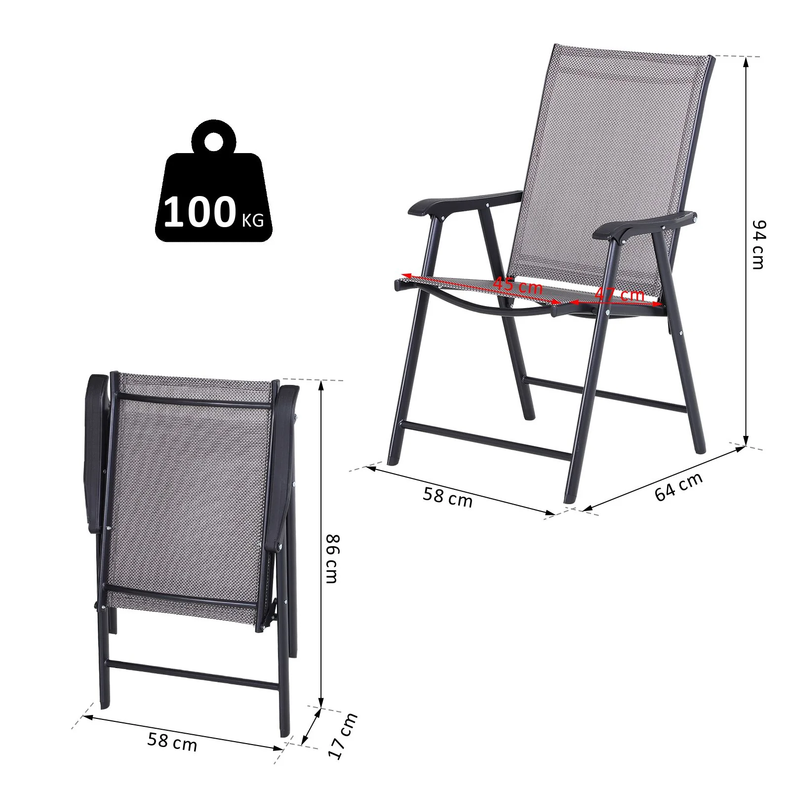 Outsunny Conjunto De 2 Sillas Plegables Con Reposabrazos Para Jardín O Terraza - Image 3