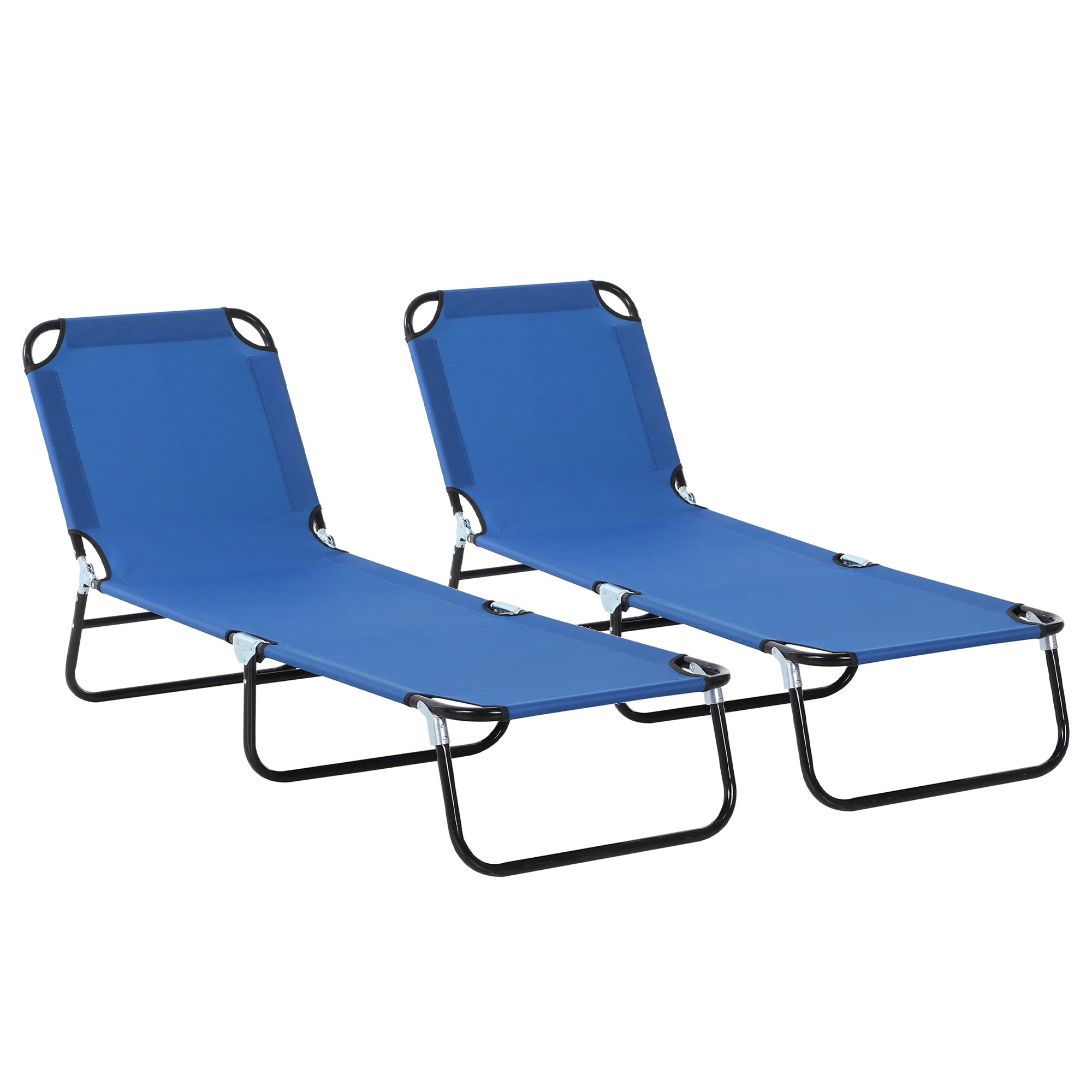 Outsunny Conjunto De 2 Tumbonas Plegables Con Respaldo 188x56x28 Cm Azul