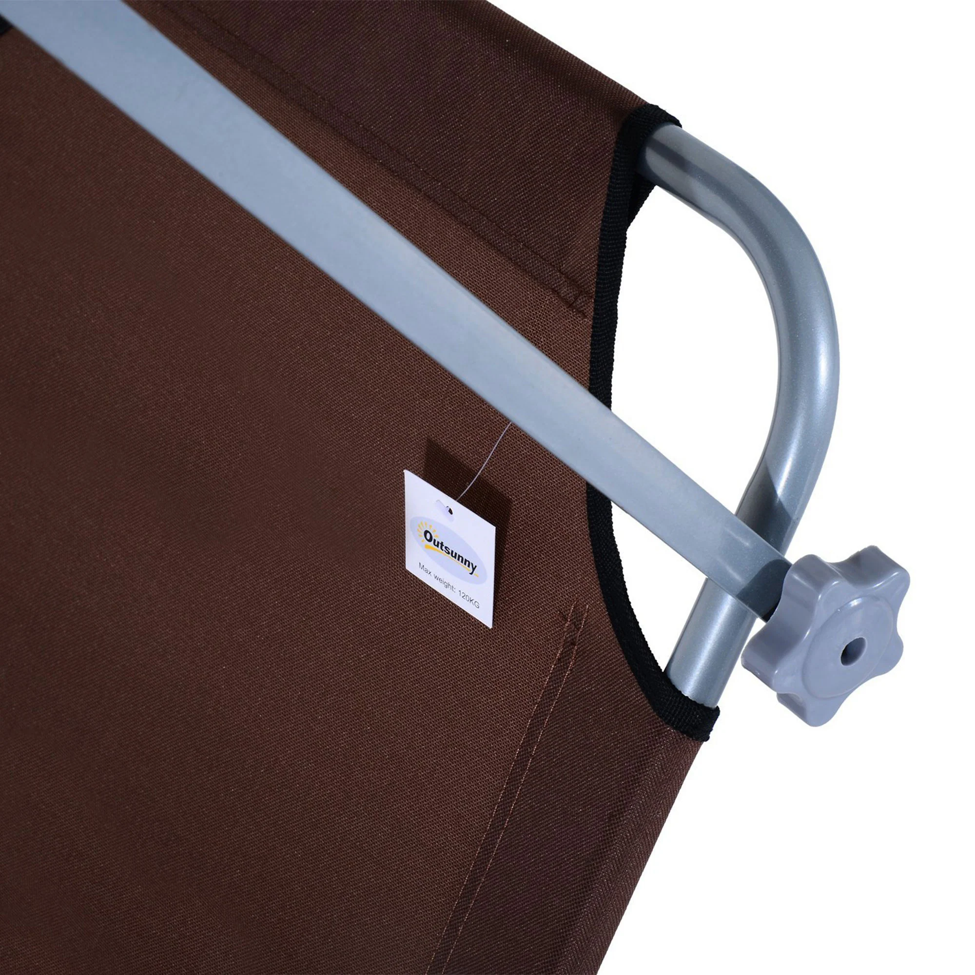 Outsunny Conjunto De 2 Tumbonas Plegables Con Toldo 187x58x36 Cm Marrón - Image 4