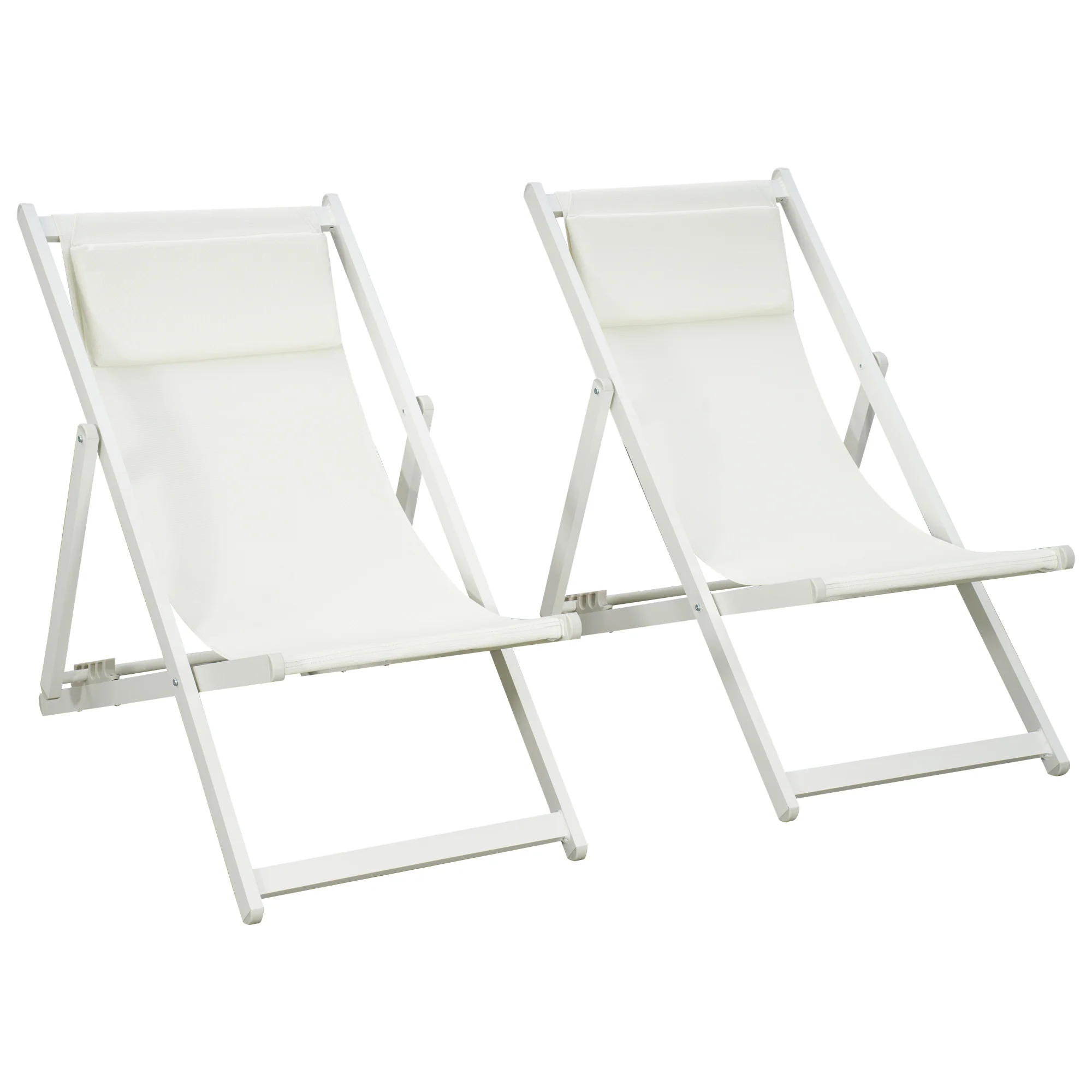 Outsunny Conjunto De 2 Tumbonas Plegables De Aluminio 60x100x85 Cm Blanco