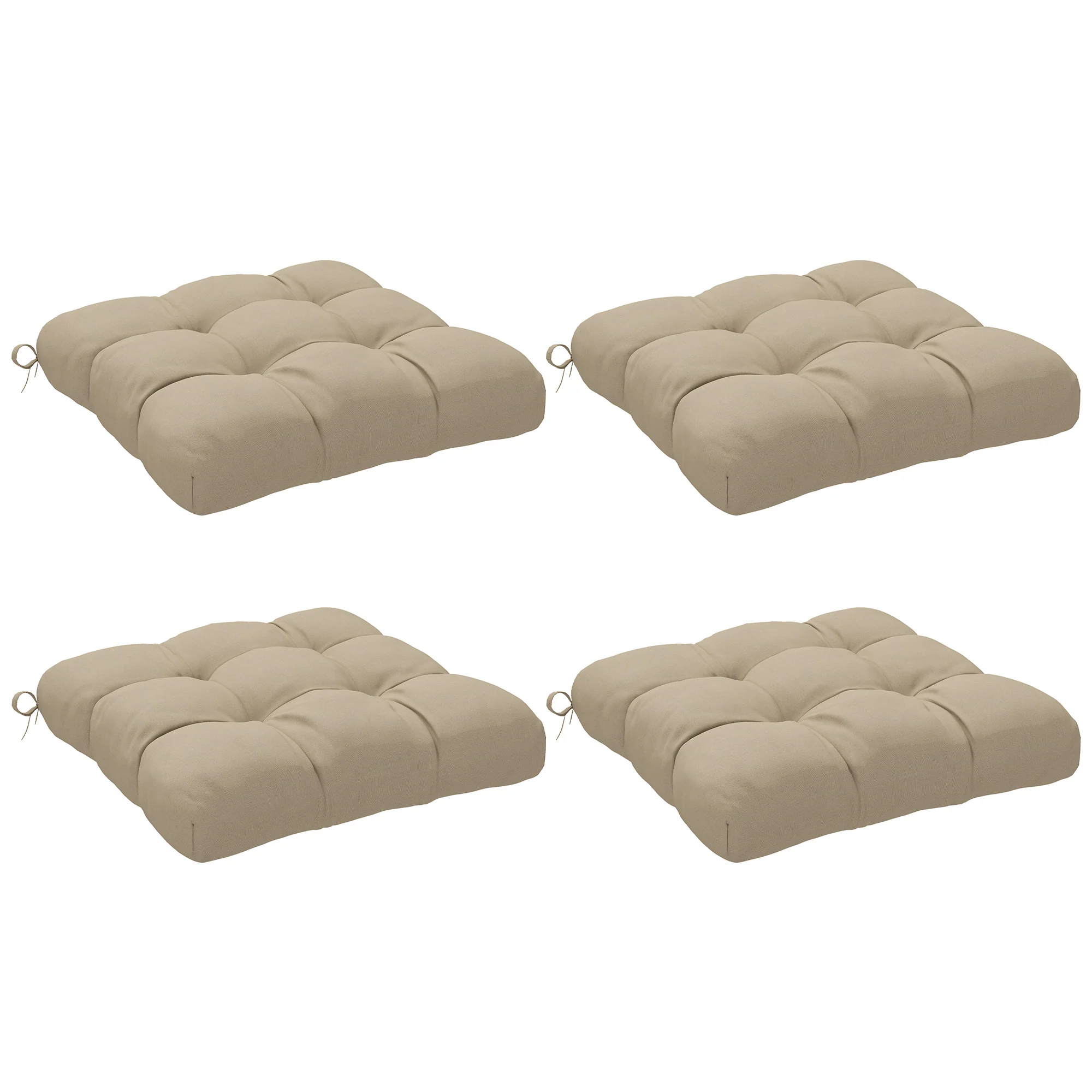 Outsunny Conjunto De Cojines Para Sillas De Comedor 48x48x10 Cm Caqui