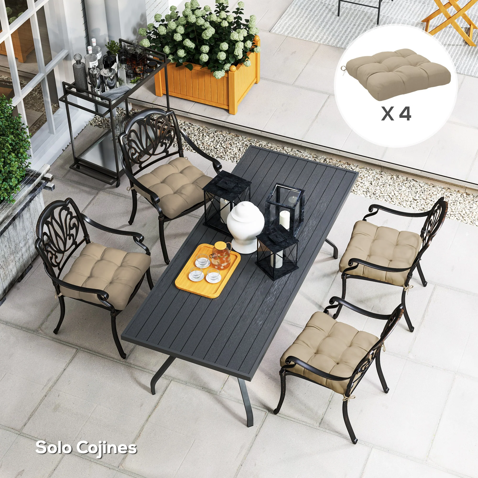 Outsunny Conjunto De Cojines Para Sillas De Comedor 48x48x10 Cm Caqui - Image 4