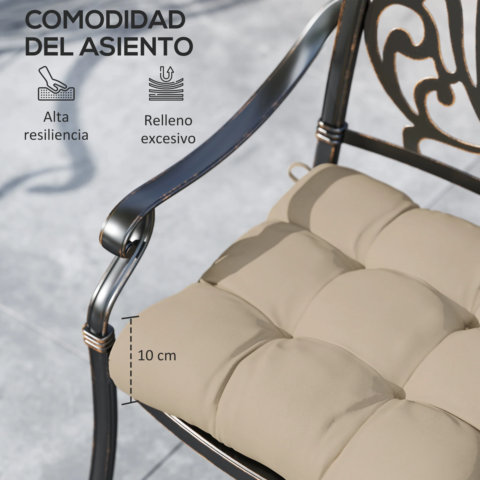 Outsunny Conjunto De Cojines Para Sillas De Comedor 48x48x10 Cm Caqui - Image 6