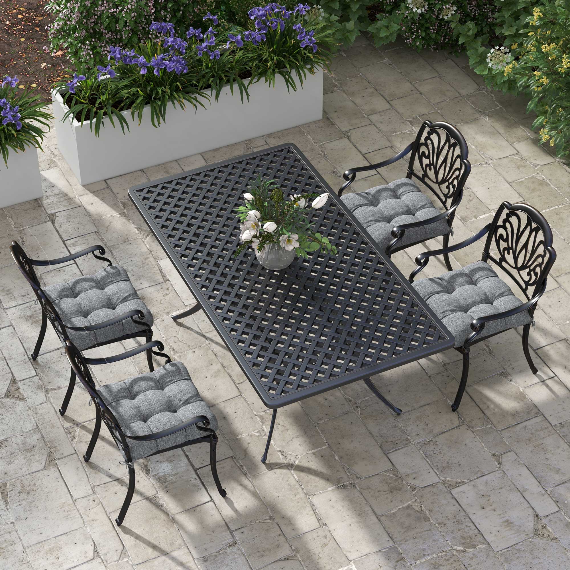 Outsunny Conjunto De Cojines Para Sillas De Comedor 48x48x10 Cm Gris - Image 2