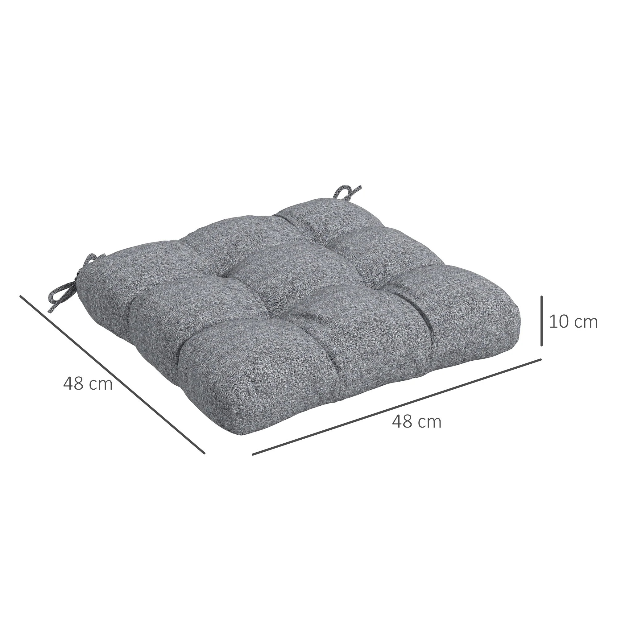 Outsunny Conjunto De Cojines Para Sillas De Comedor 48x48x10 Cm Gris - Image 3