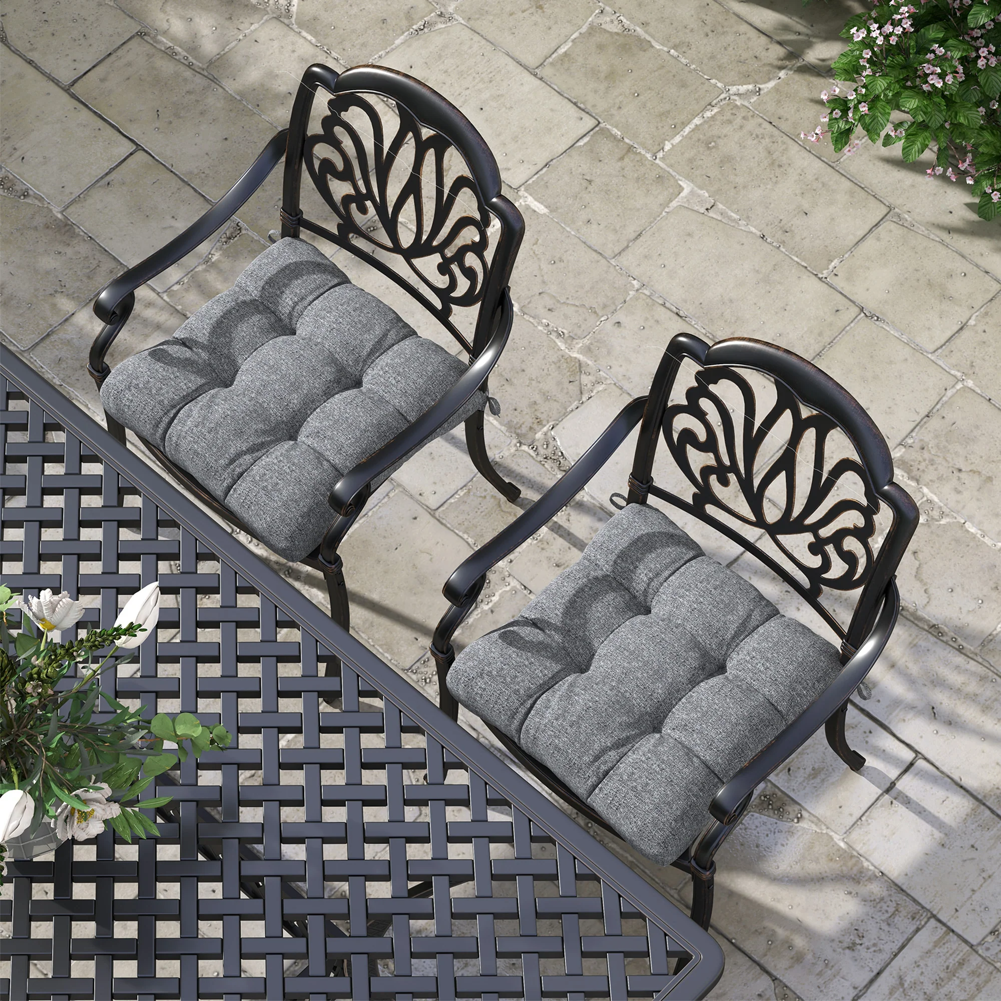 Outsunny Conjunto De Cojines Para Sillas De Comedor 48x48x10 Cm Gris - Image 4