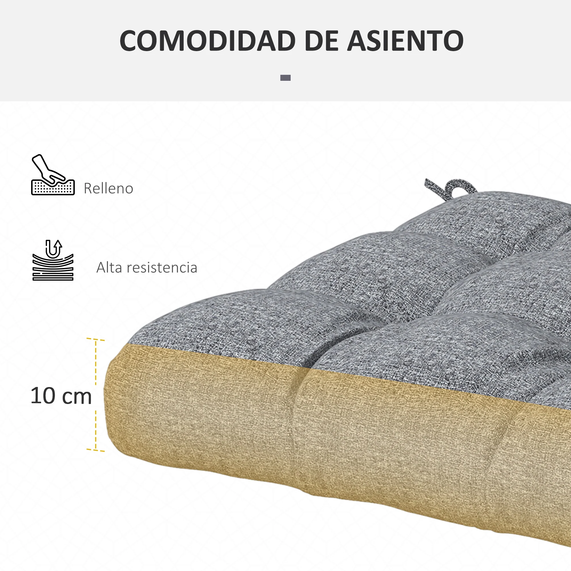 Outsunny Conjunto De Cojines Para Sillas De Comedor 48x48x10 Cm Gris - Image 6