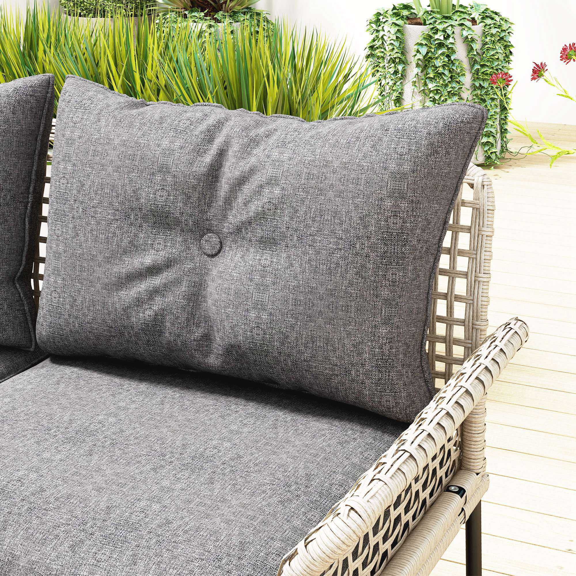 Outsunny Conjunto De Jardín De Ratán Sintético De 5 Piezas Gris - Image 4