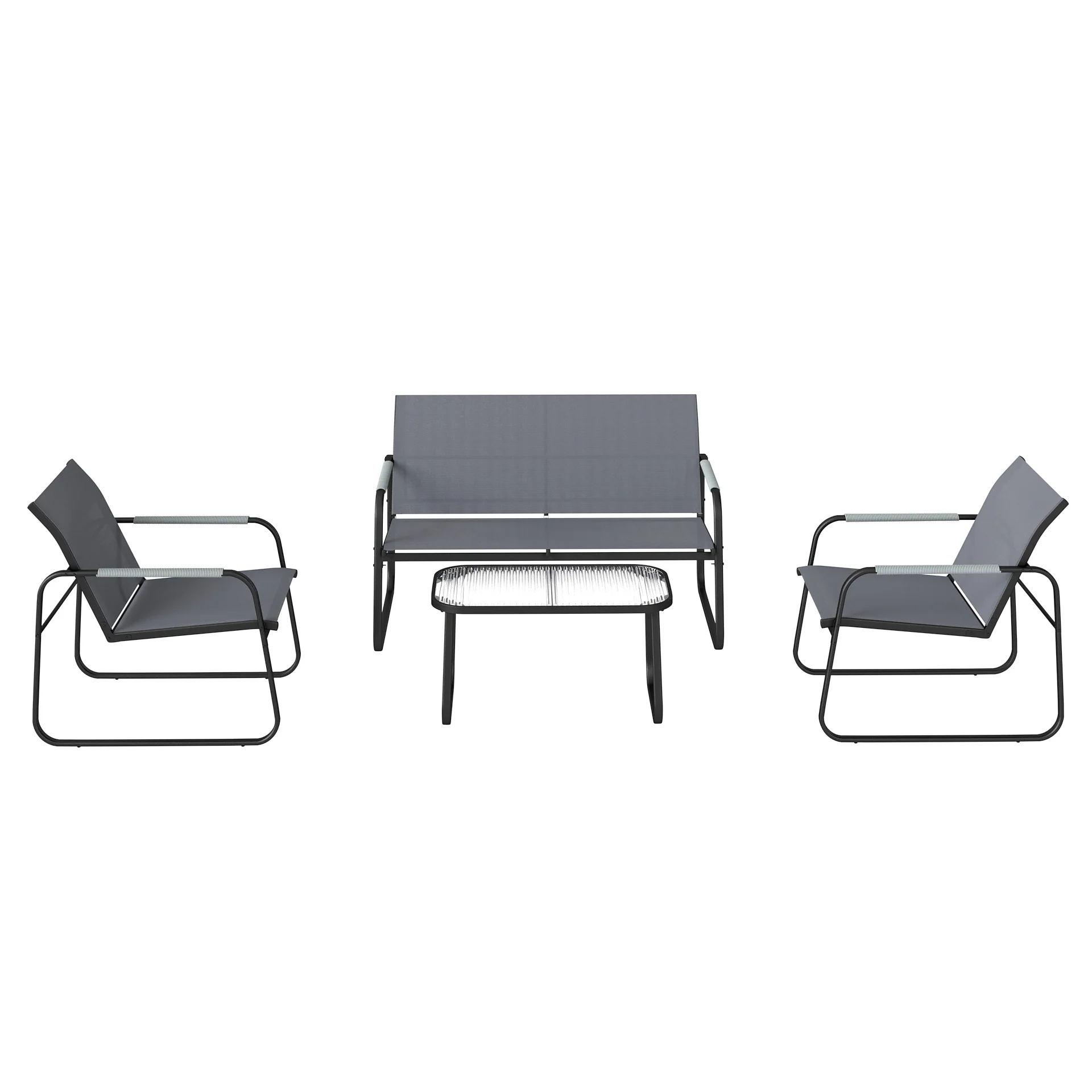 Outsunny Conjunto De Jardín Exterior Con 1 Sofá 2 Sillones Y Mesa Gris - Image 5