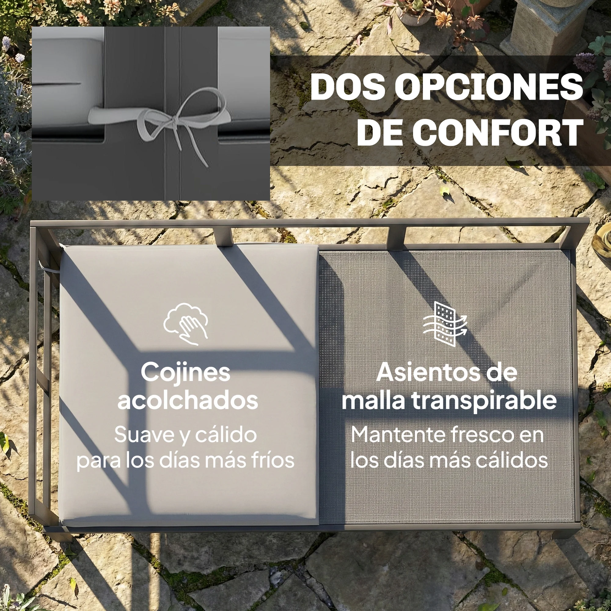 Outsunny Conjunto De Jardín Exterior De 3 Piezas En Forma De L Con Cojines Gris - Image 6
