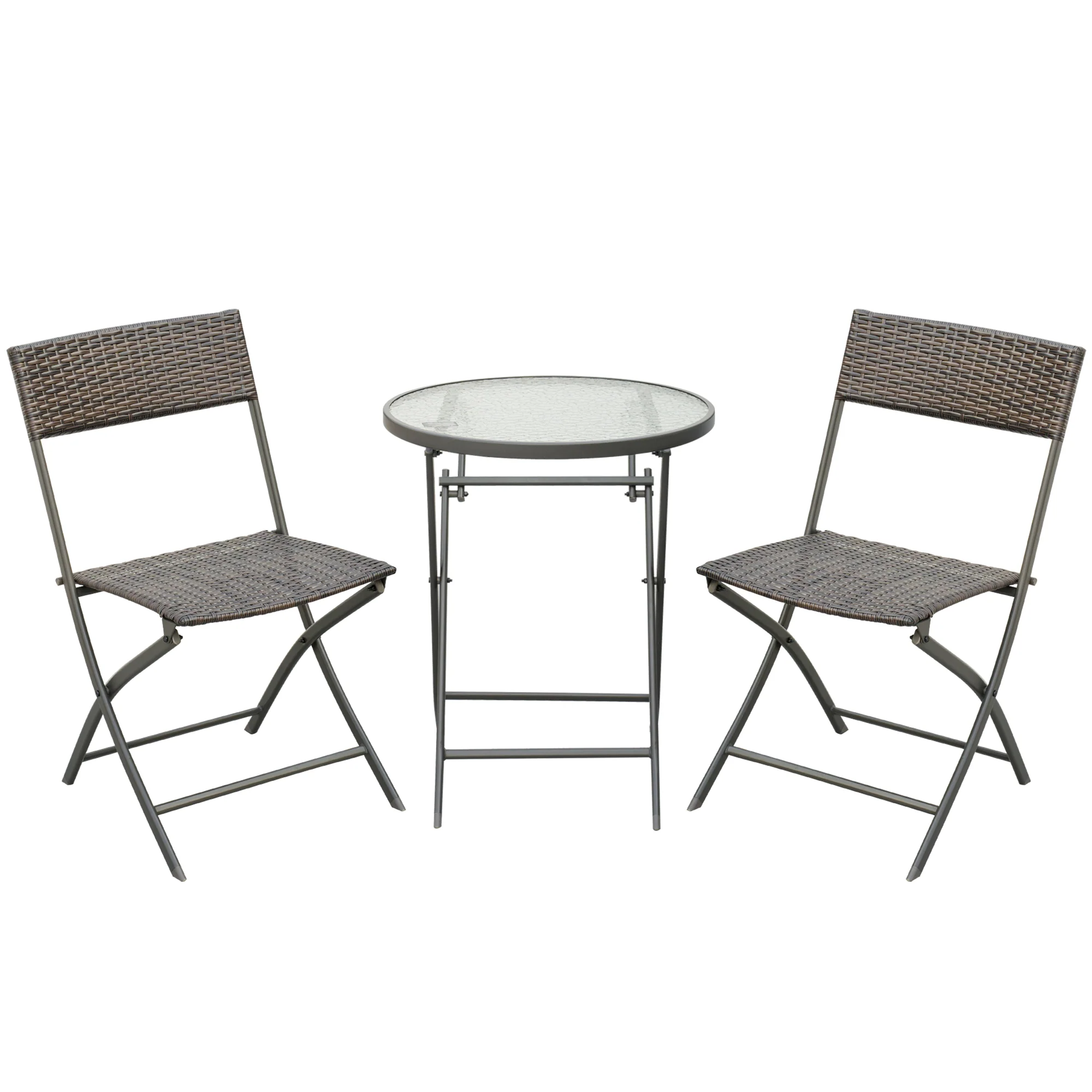 Outsunny Conjunto De Mesa Y 2 Sillas Muebles Ratán Para Jardín Exterior Patio